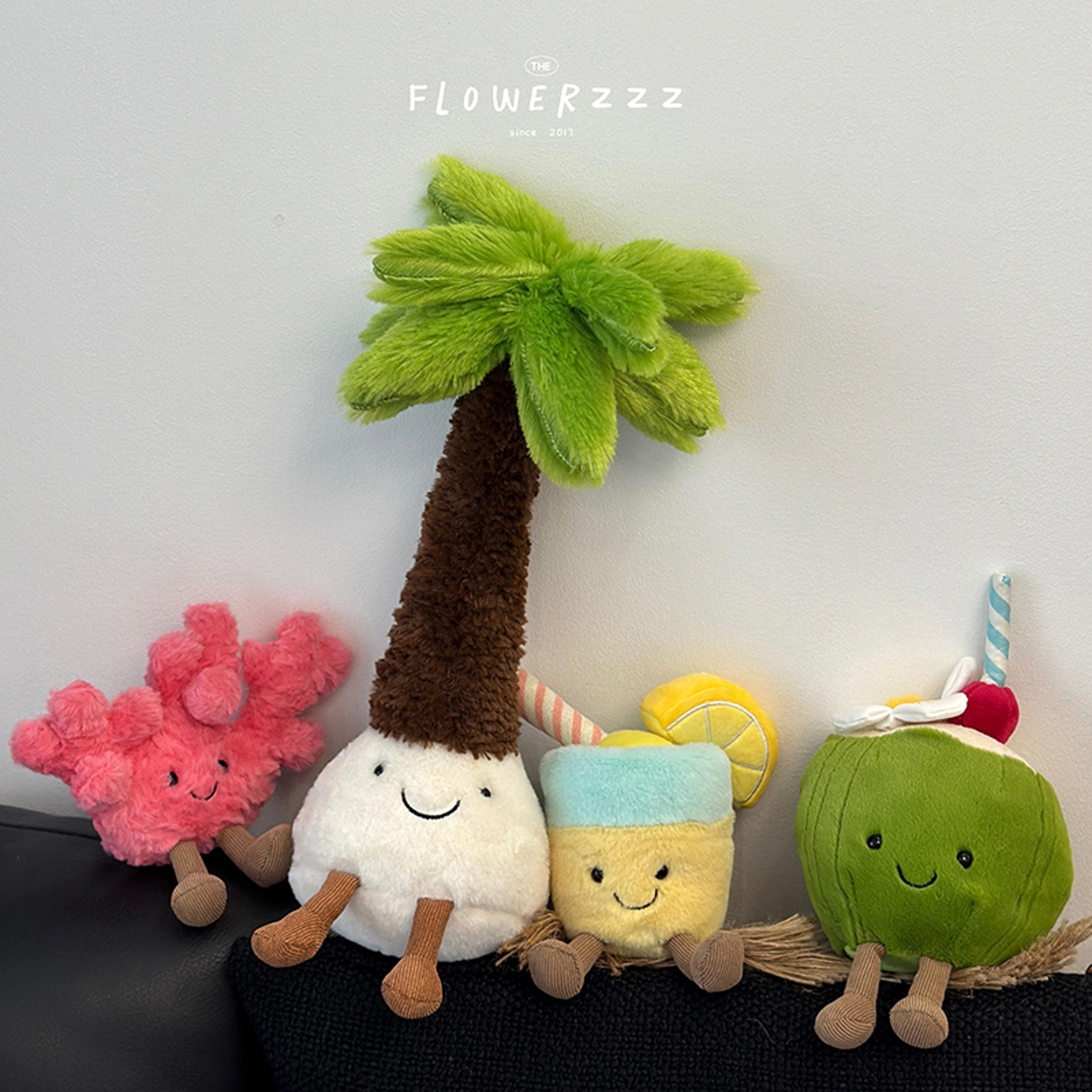 Lemonade Coconut Plushies Very Soft Palm Tree Red Coral Plush Toy Cartoon Doll Home Decor Xmas Gift 0