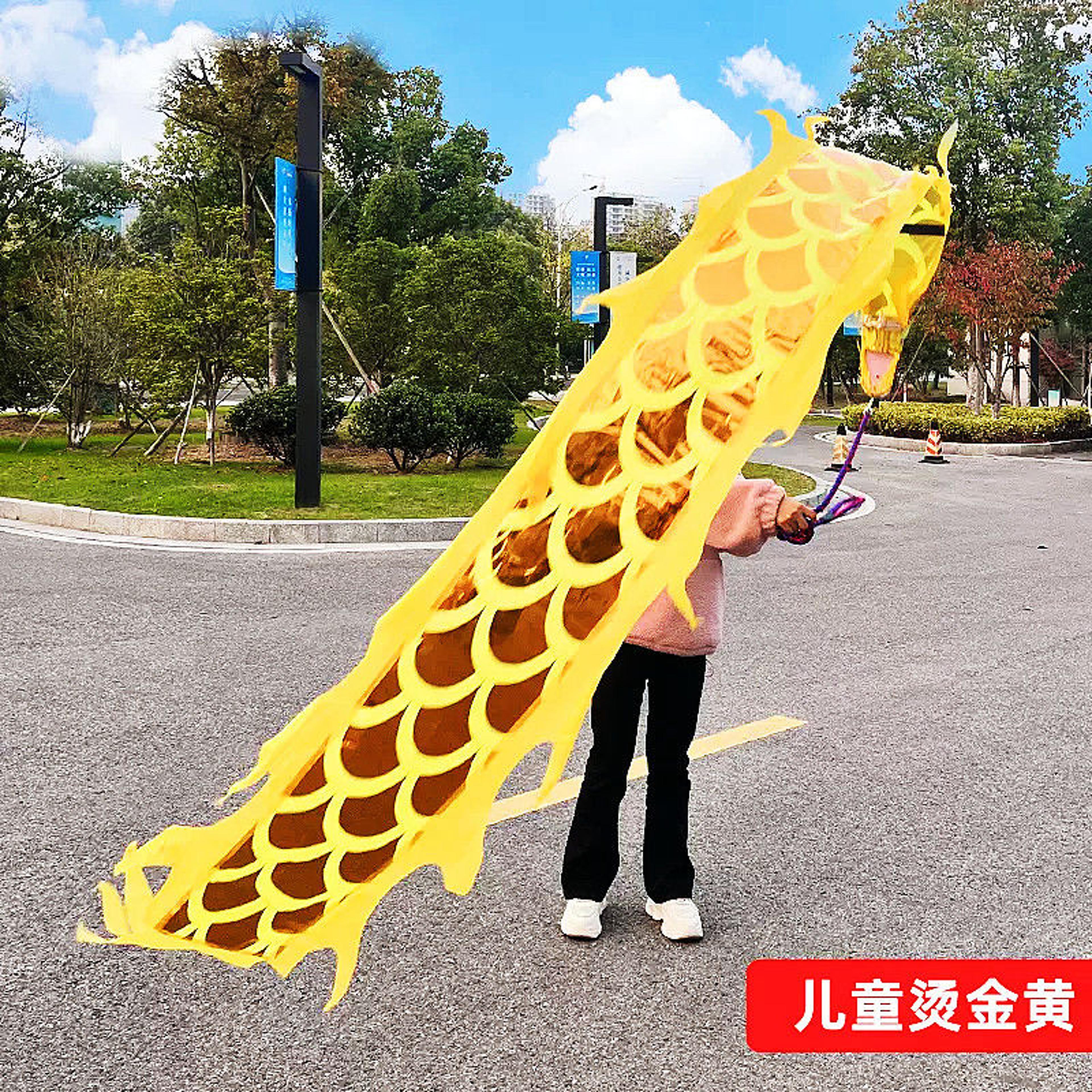 Lightning Dragon Dance Set With Head Traditional Ribbon Dance Prop Folk Performance Square Set For