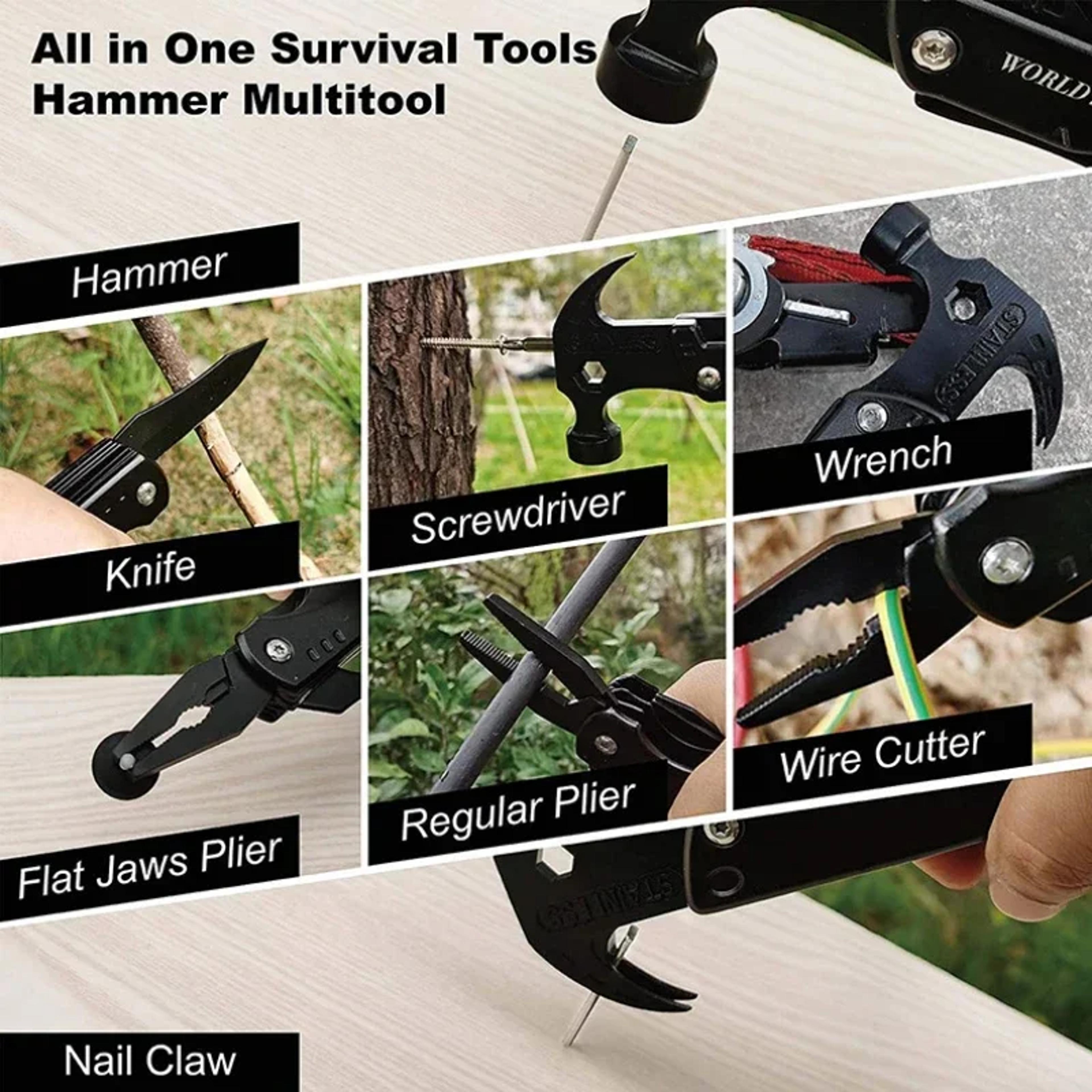 Multi Functional Pliers Multi Tool Claw Hammer Stainless Steel Tool Outdoor Survival Wire Cutter Ca 2