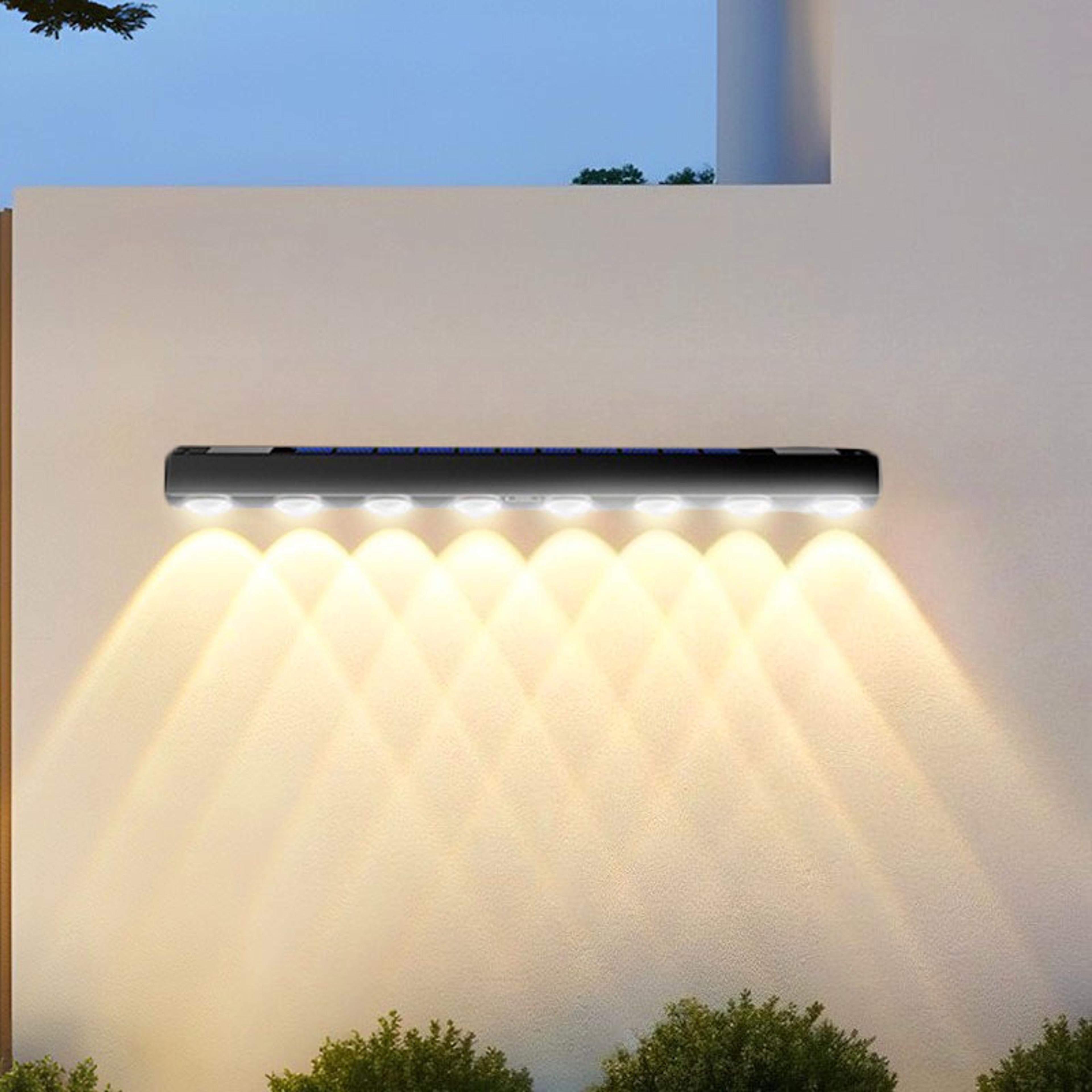 solar wall light, outdoor waterproof garden decor, balcony staircase fence lamp, solar powered sign lighting