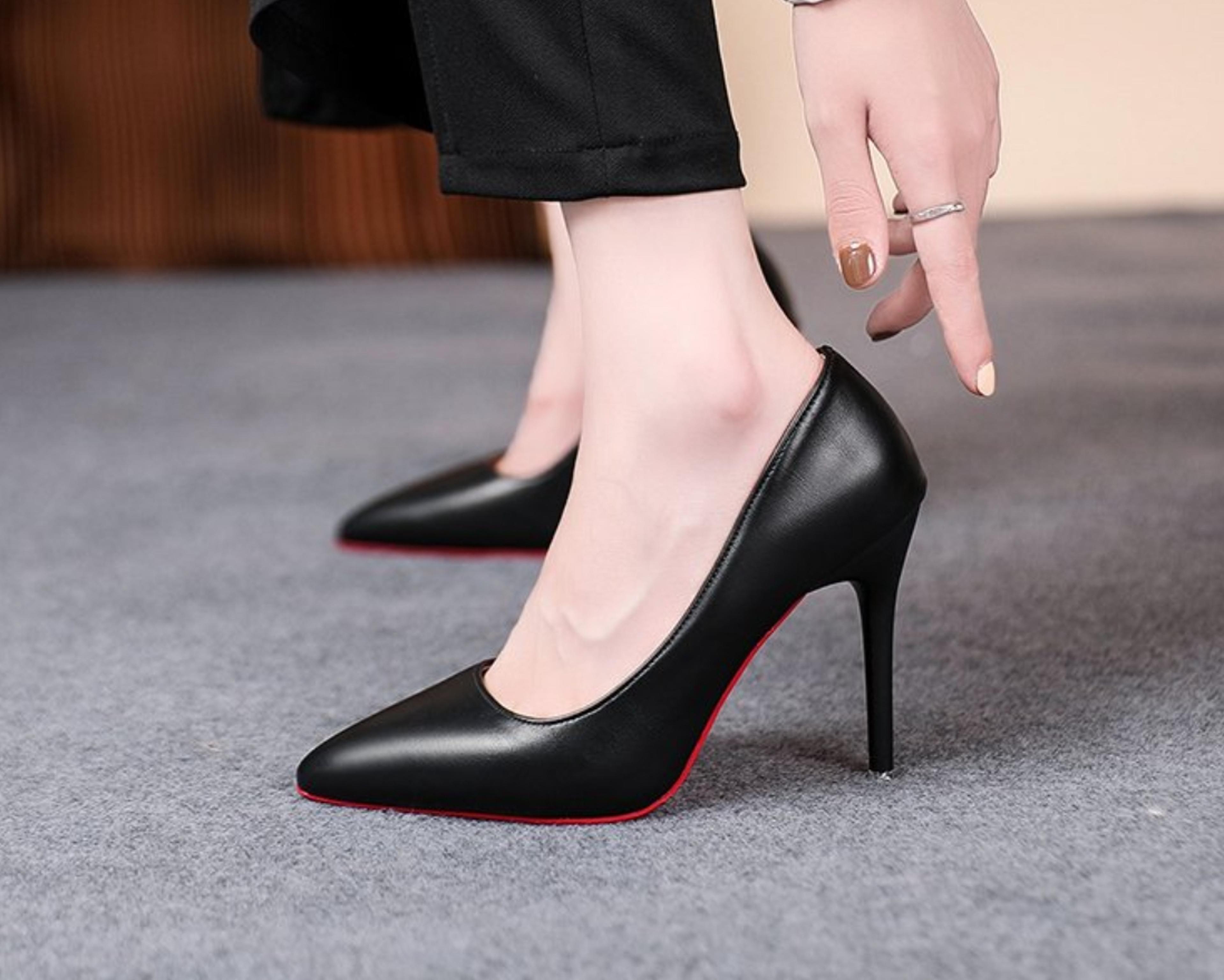 Sexy Red Bottom Women High Heels Classic Ladies Pumps Autumn Leather Dress Heel Shoes For Women 10