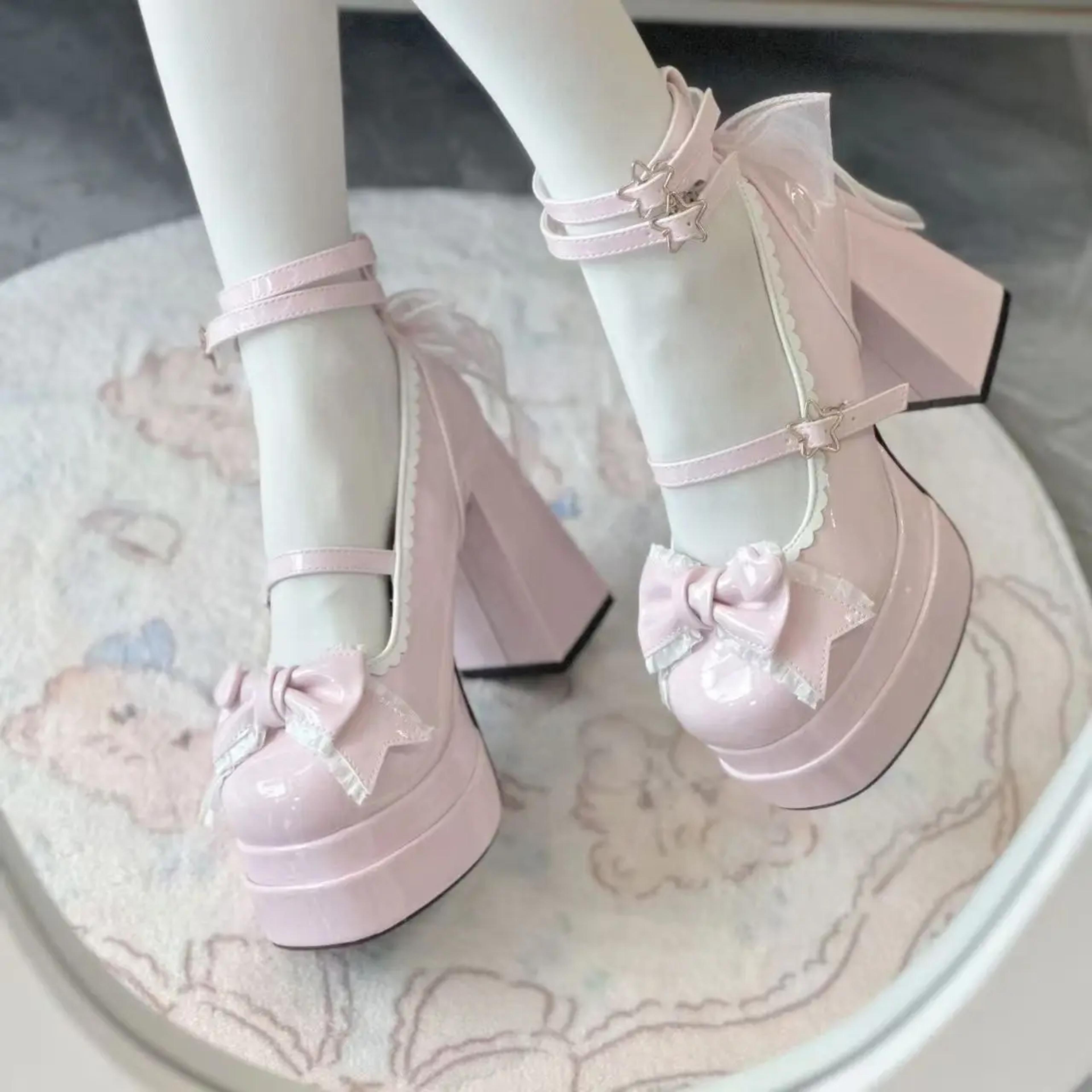 Night Club Women Lolita Pumps Fashion Shallow High Heel Shoes Spring Autumn Ladies Outdoor Stripper 3