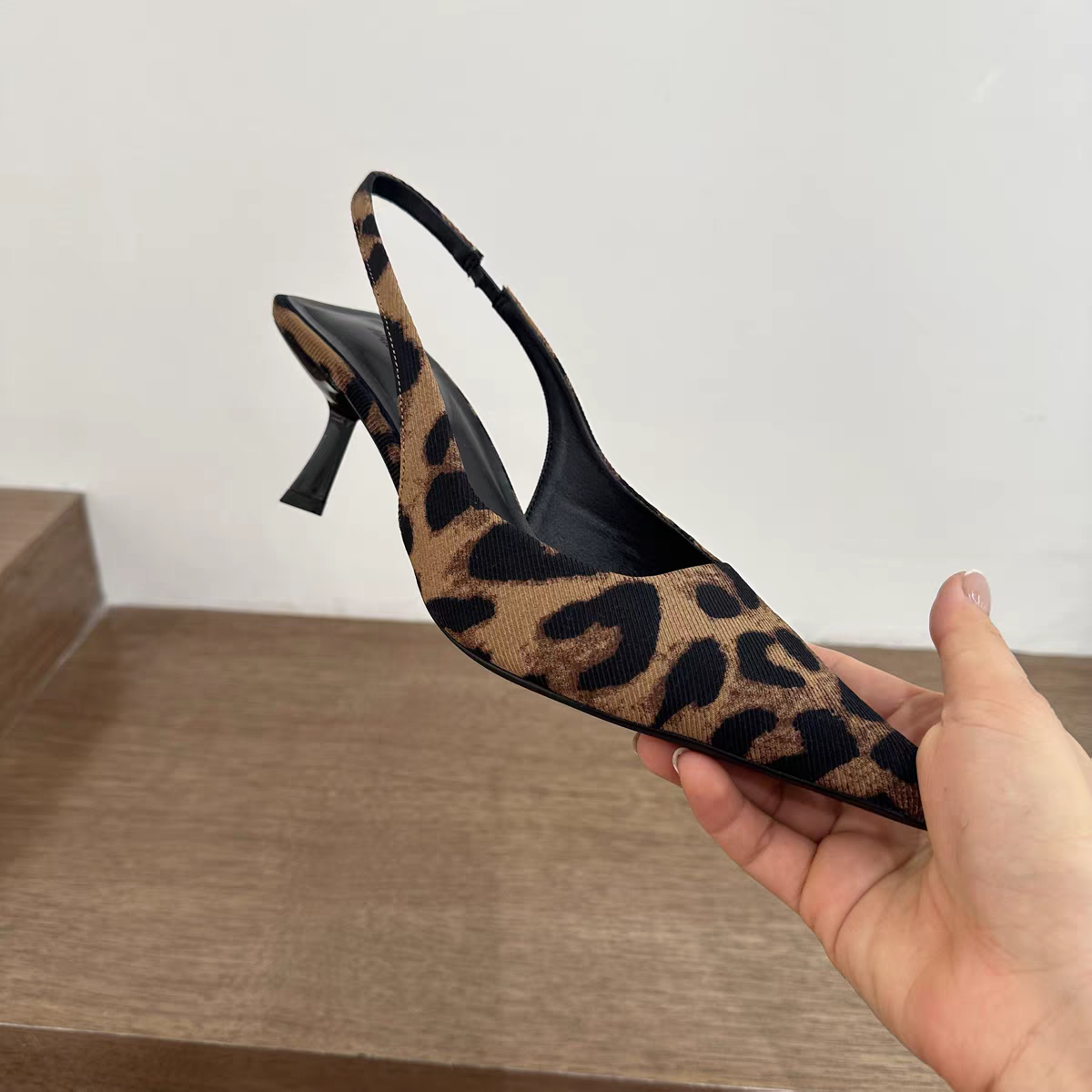 Summer Slip On Leopard Women Sandals Shoes Fashion Pointed Toe High Heel Stripper Party Ladies Sand 3