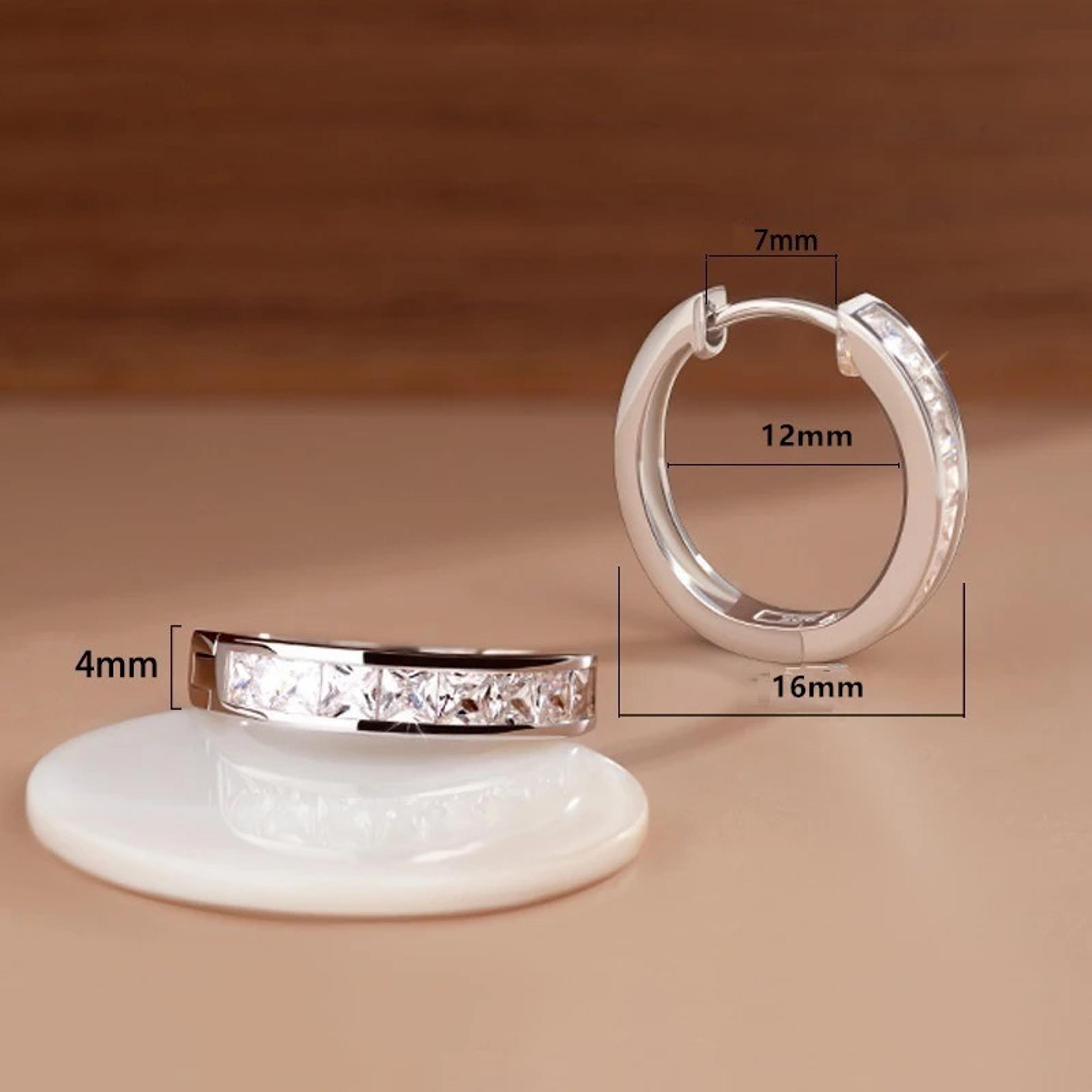 Sterling Silver Shining Zircon Earrings Womens Circle Round Earrings Elegant Fashion Jewelry For Bi 3