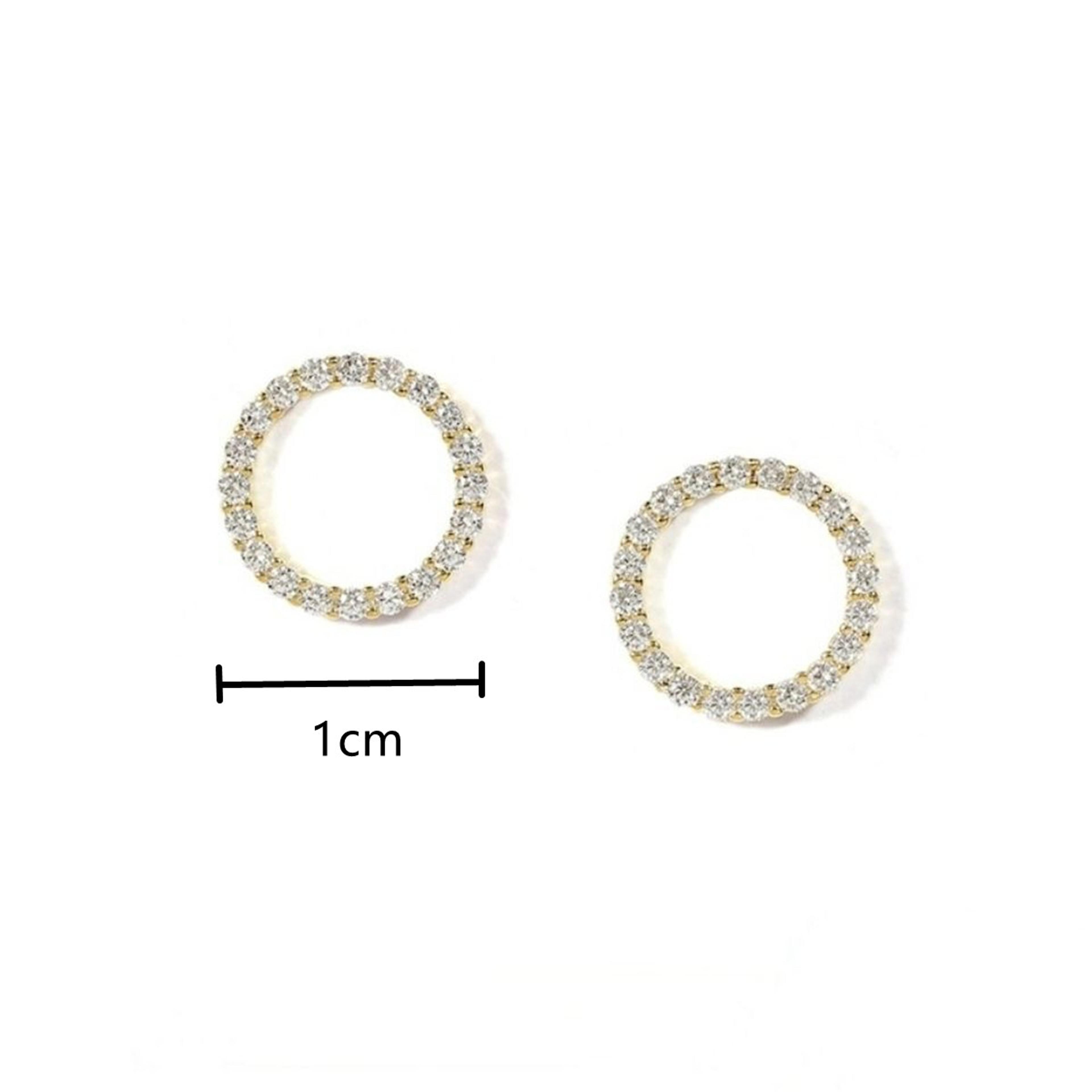 Simple Gold Color Crystal Stud Earrings Silver Needle Small Circle Earrings For Women Fashion Jewel 3