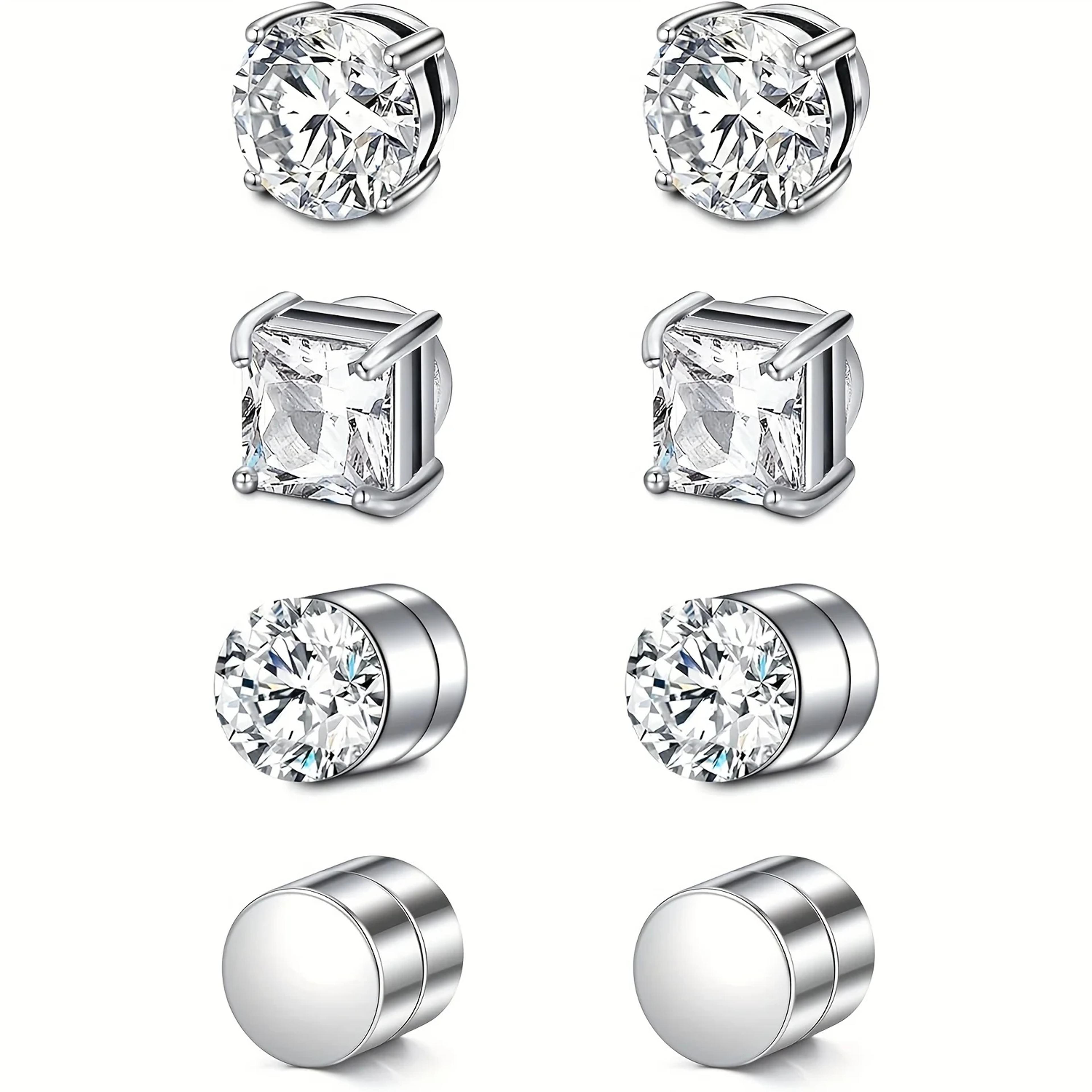 Crystal Strong Magnetic Ear Stud Clip Earrings For Men Women Punk Round Zircon Magnet Earrings Non  1