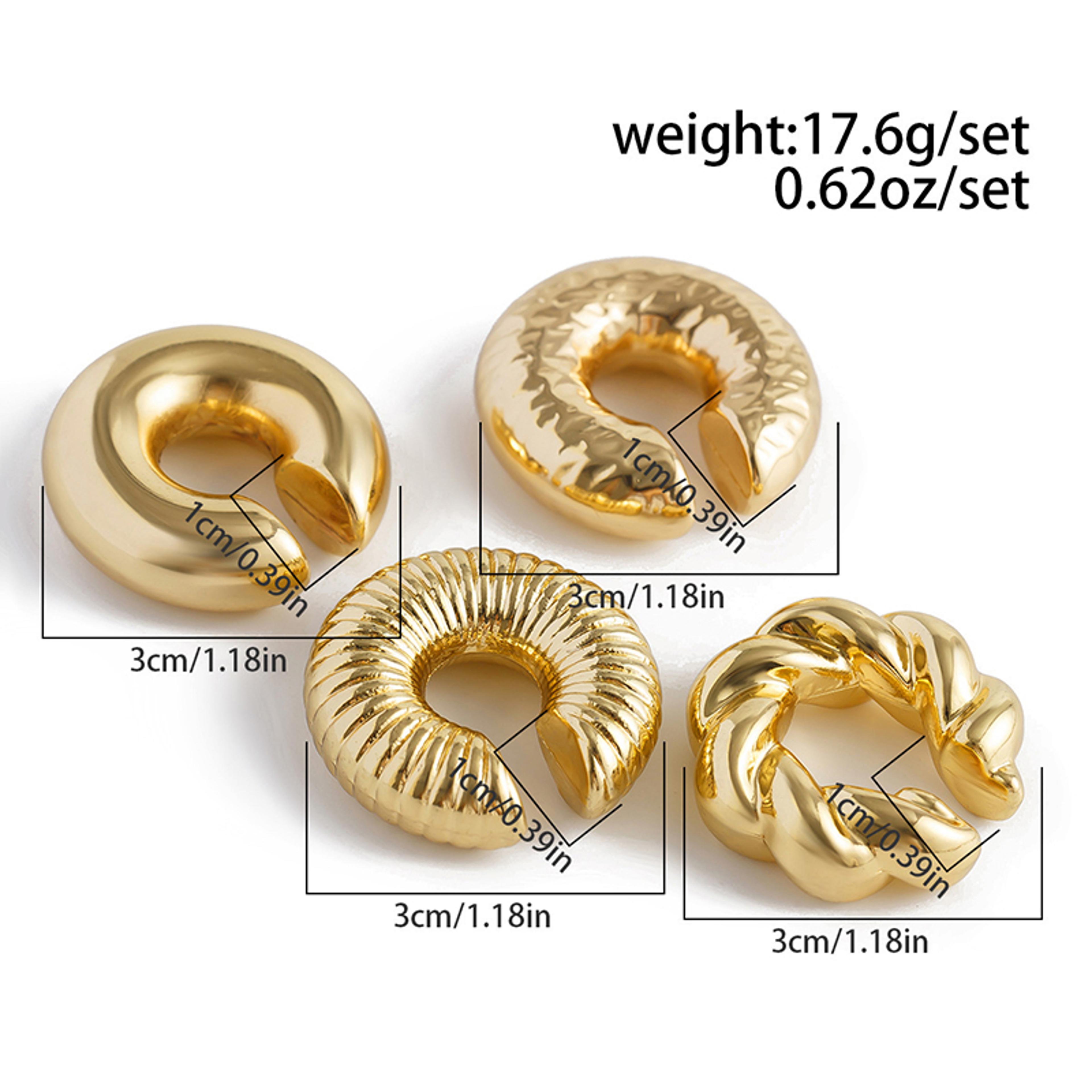 Fashion Shaped Acrylic Ear Clip For Women Simple Gold Silver No Pierced Round Earrings Punk Female  5