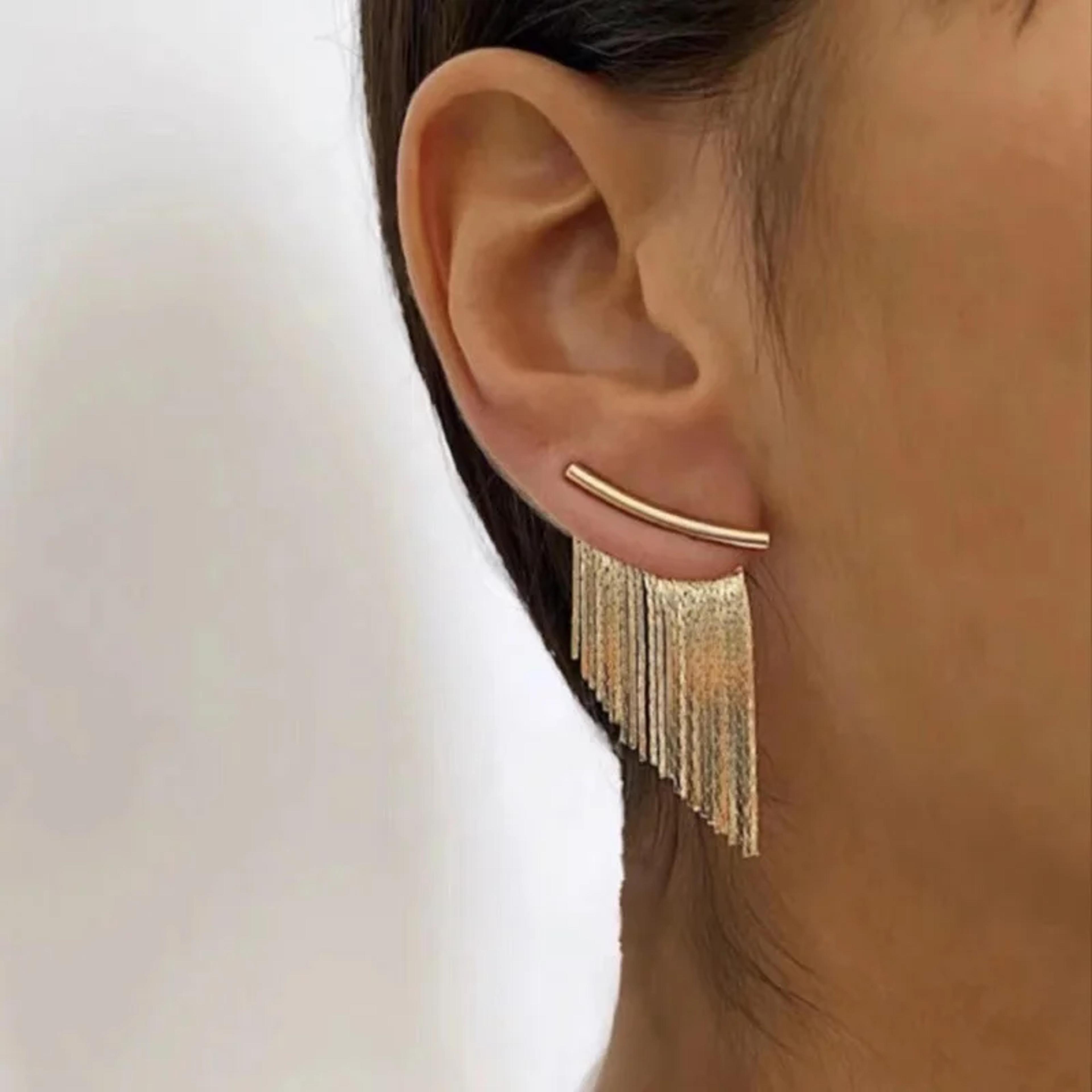 Fashion Statement Earring Long Tassel Earrings For Women Gold Color Bling Earrings Wedding Jeweller 5