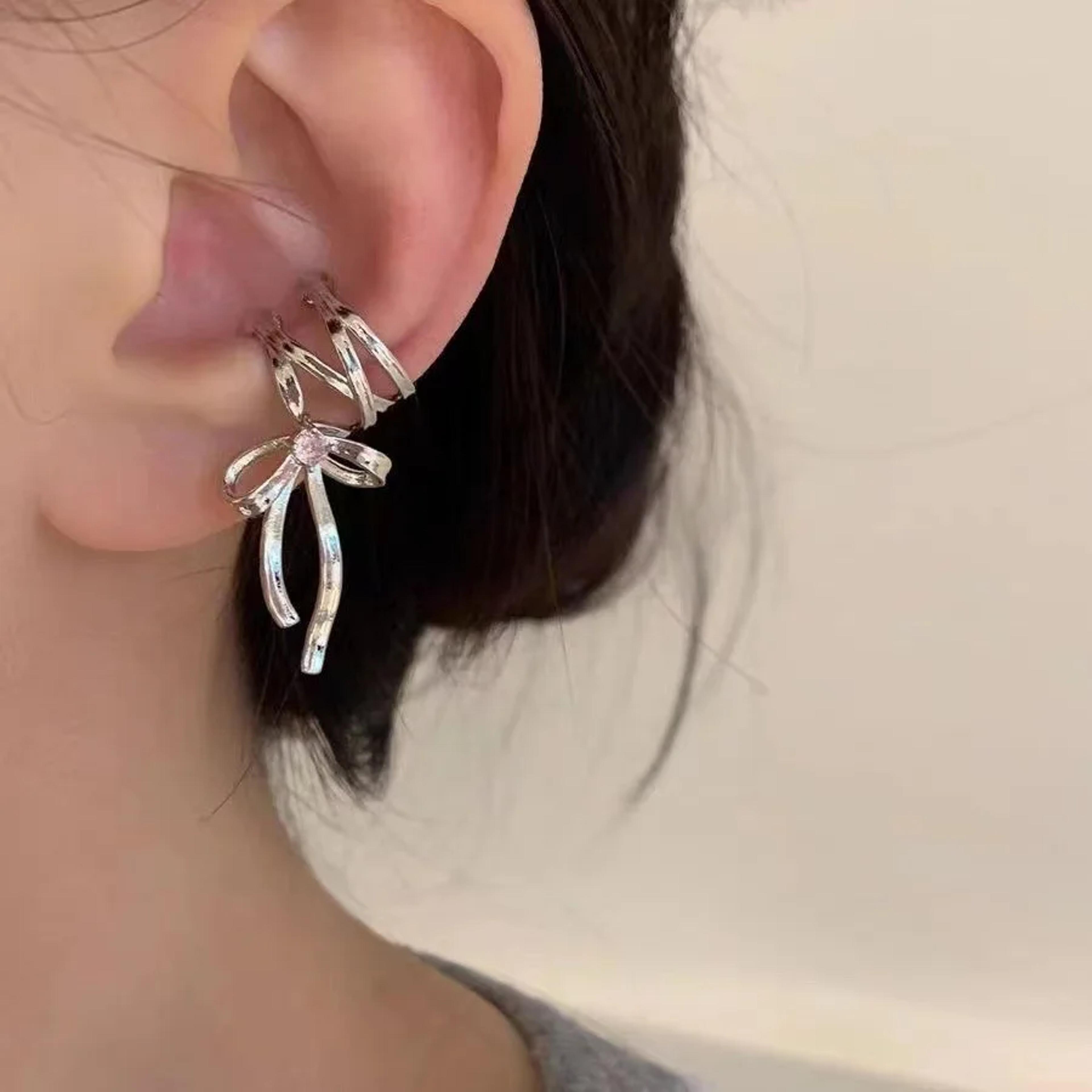 Fashion Punk Irregular Liquid Earrings HipHop Personality Metal Hollow Earrings Clipon Girls Party  5