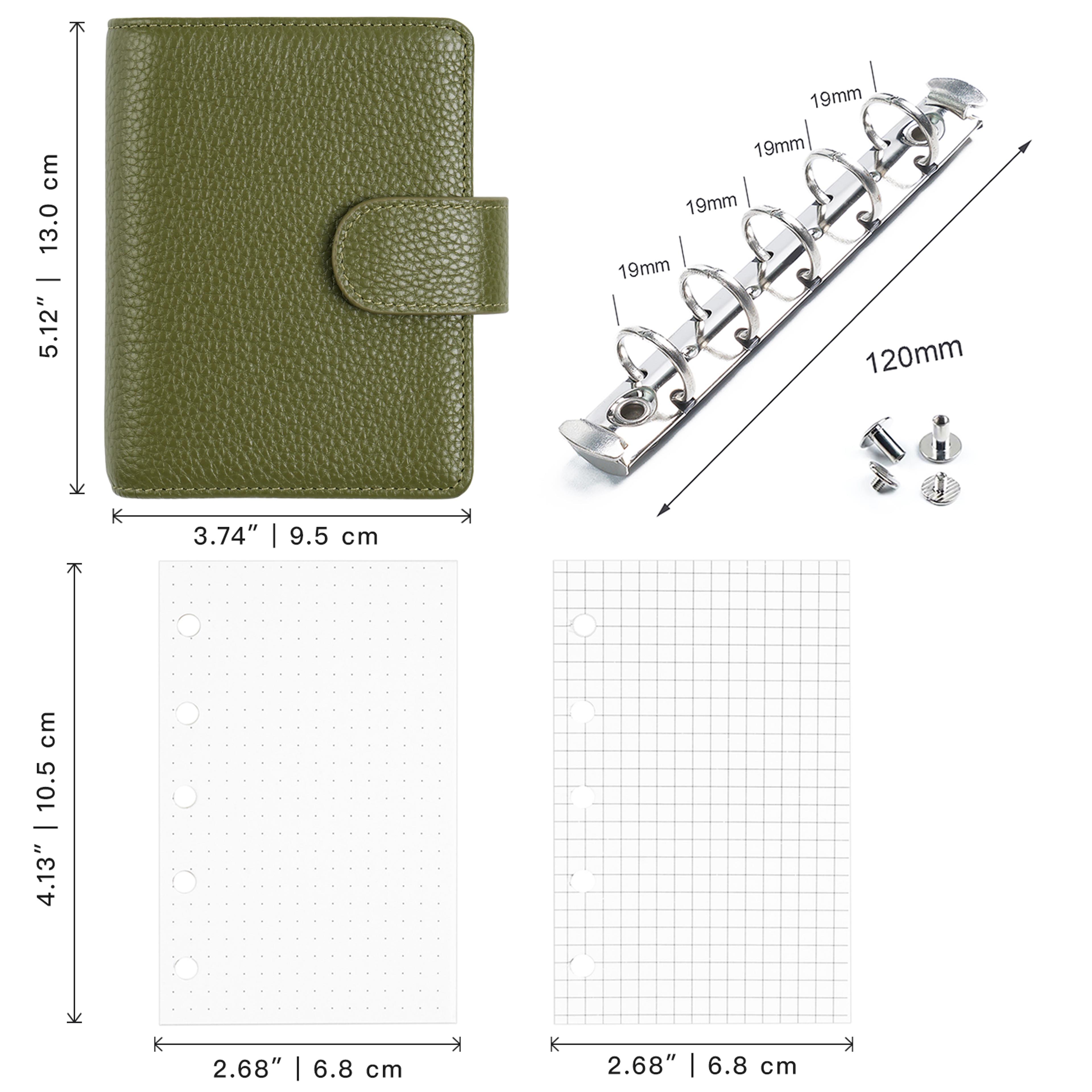 Regular Rings Planner Pebbled Grain Cowhide Mini Notebook Rings Organiser Journey Diary 1