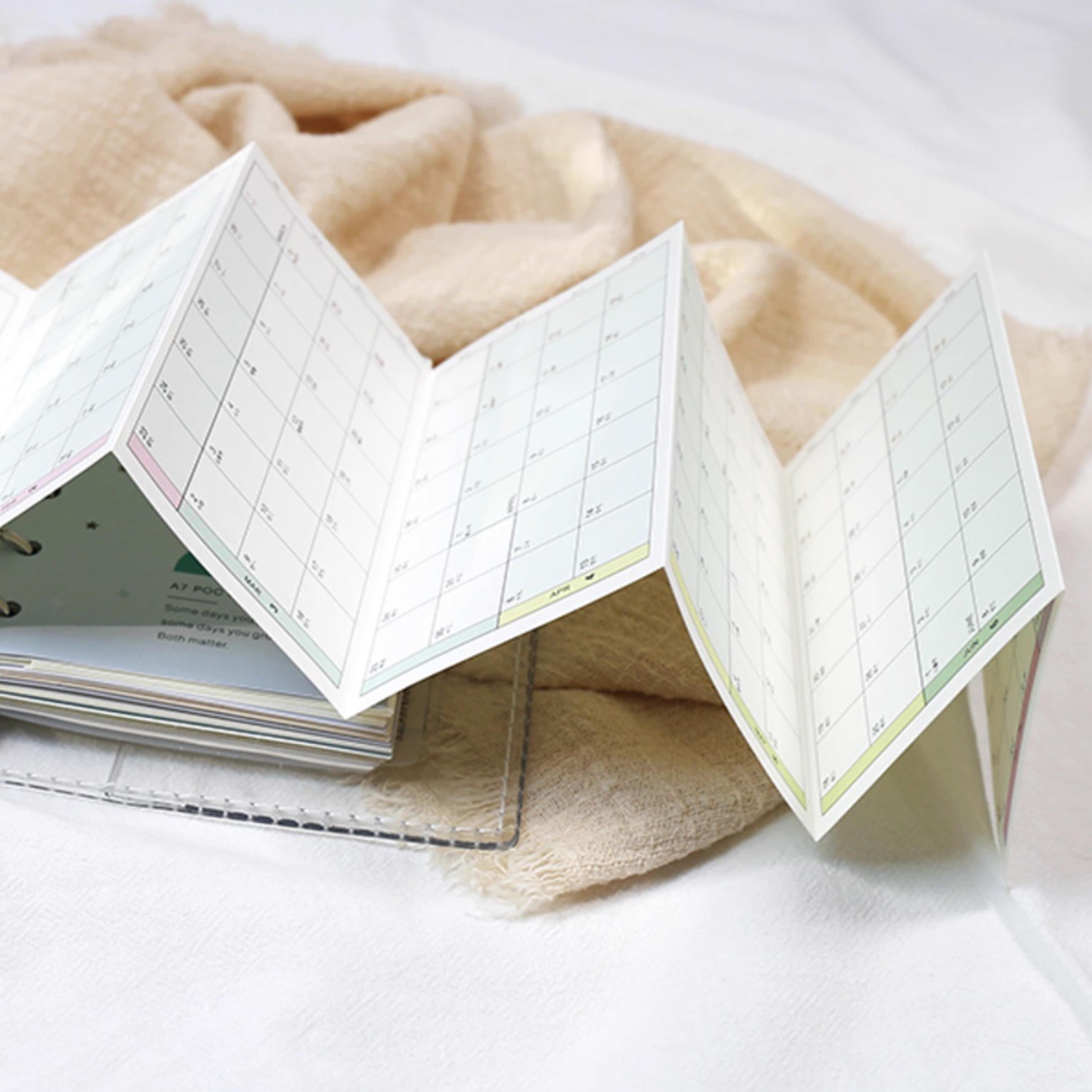 Calendar Colorful Yearly Monthly Planner Refills Calendar Fold Design Loose Leaf Paper Reusable Pla