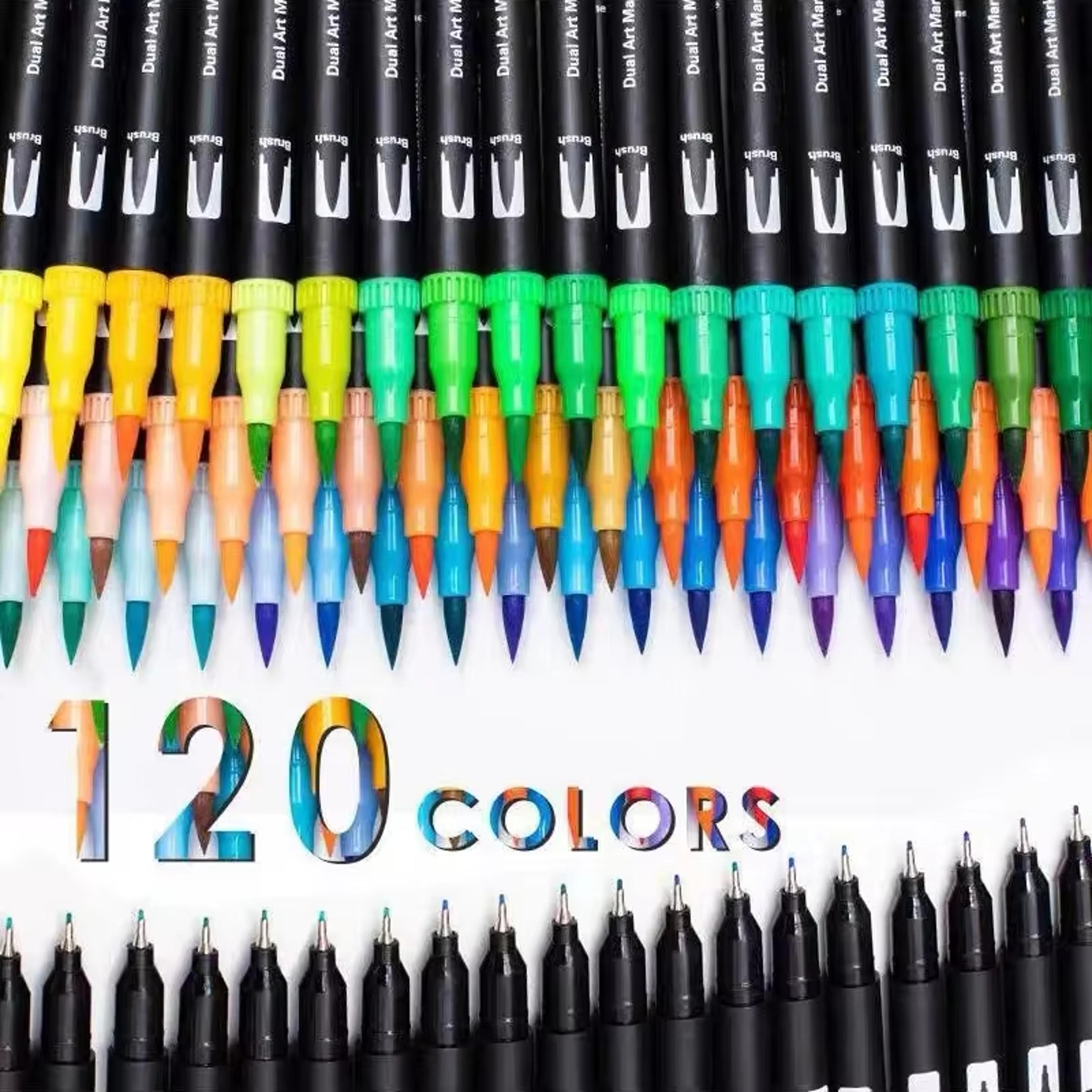 Colors Dual Tip Brush Marker Pens Watercolour Fine Liner Manga Art Accessories For Drawing Art Supp