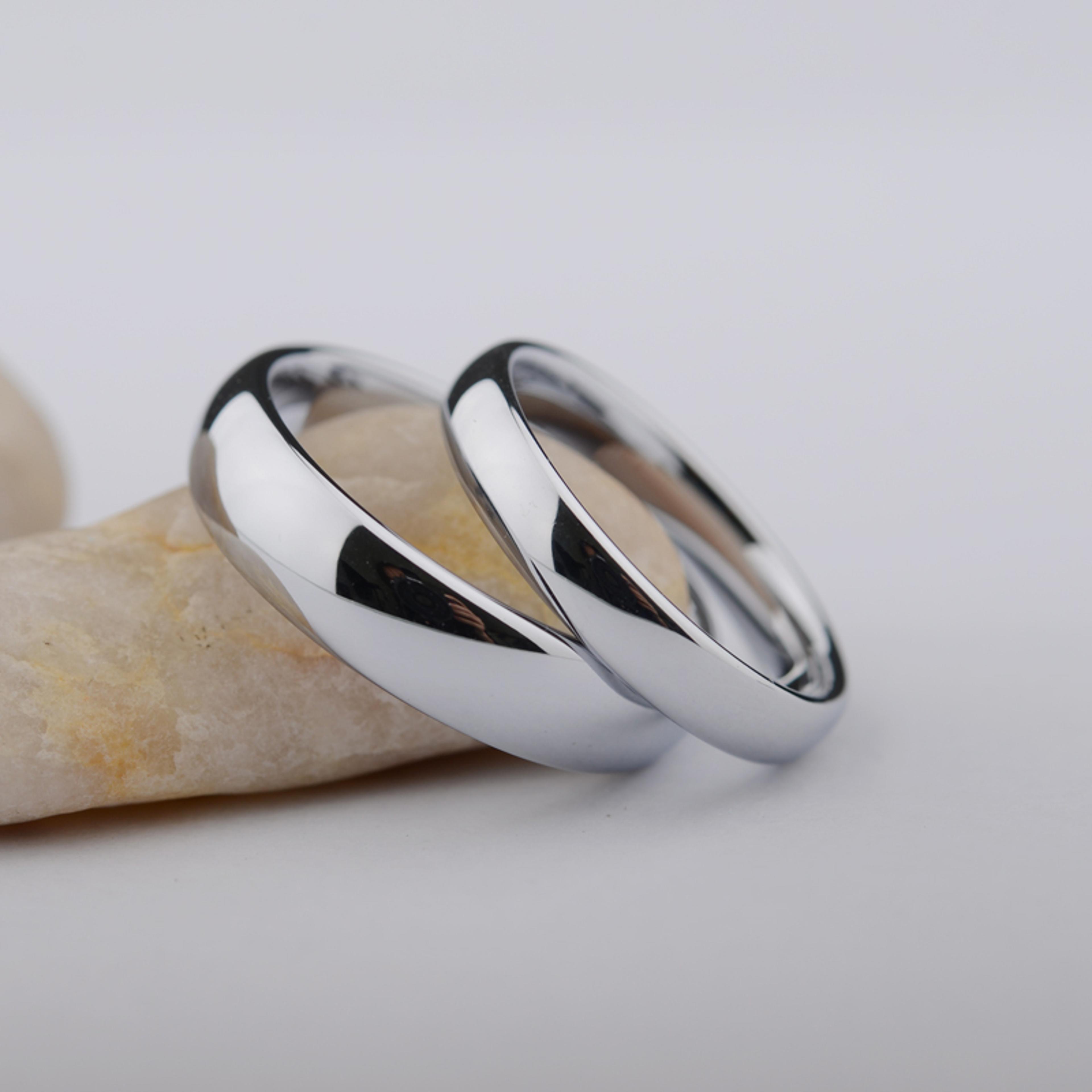 Classic White Tungsten Wedding Rings For Couples Scratch Proof Never Fade Elegant Design 2