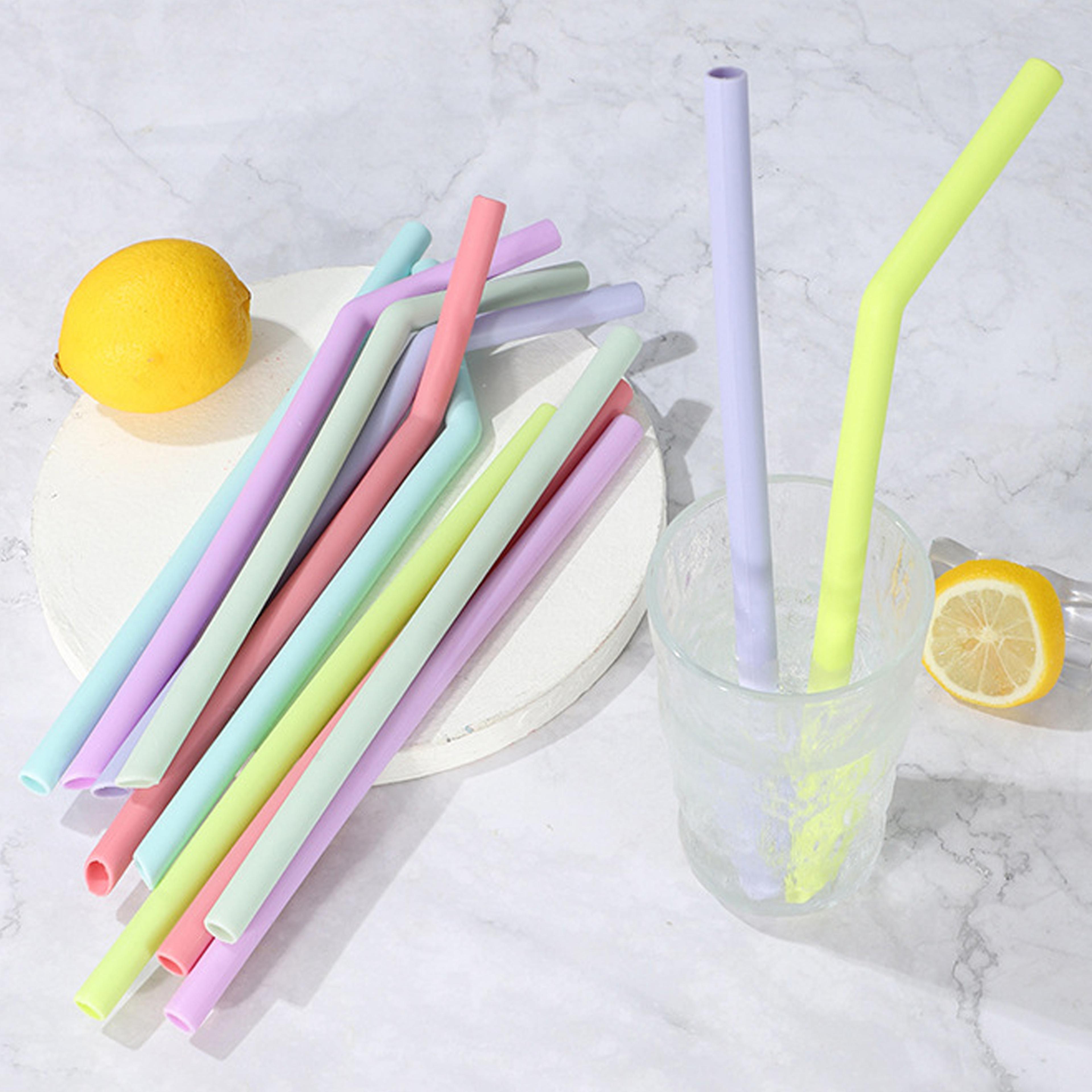 Reusable Colorful Silicone Straws Safe ScratchResistant  HeatResistant Bubble Tea Straw Cup Accesso 0