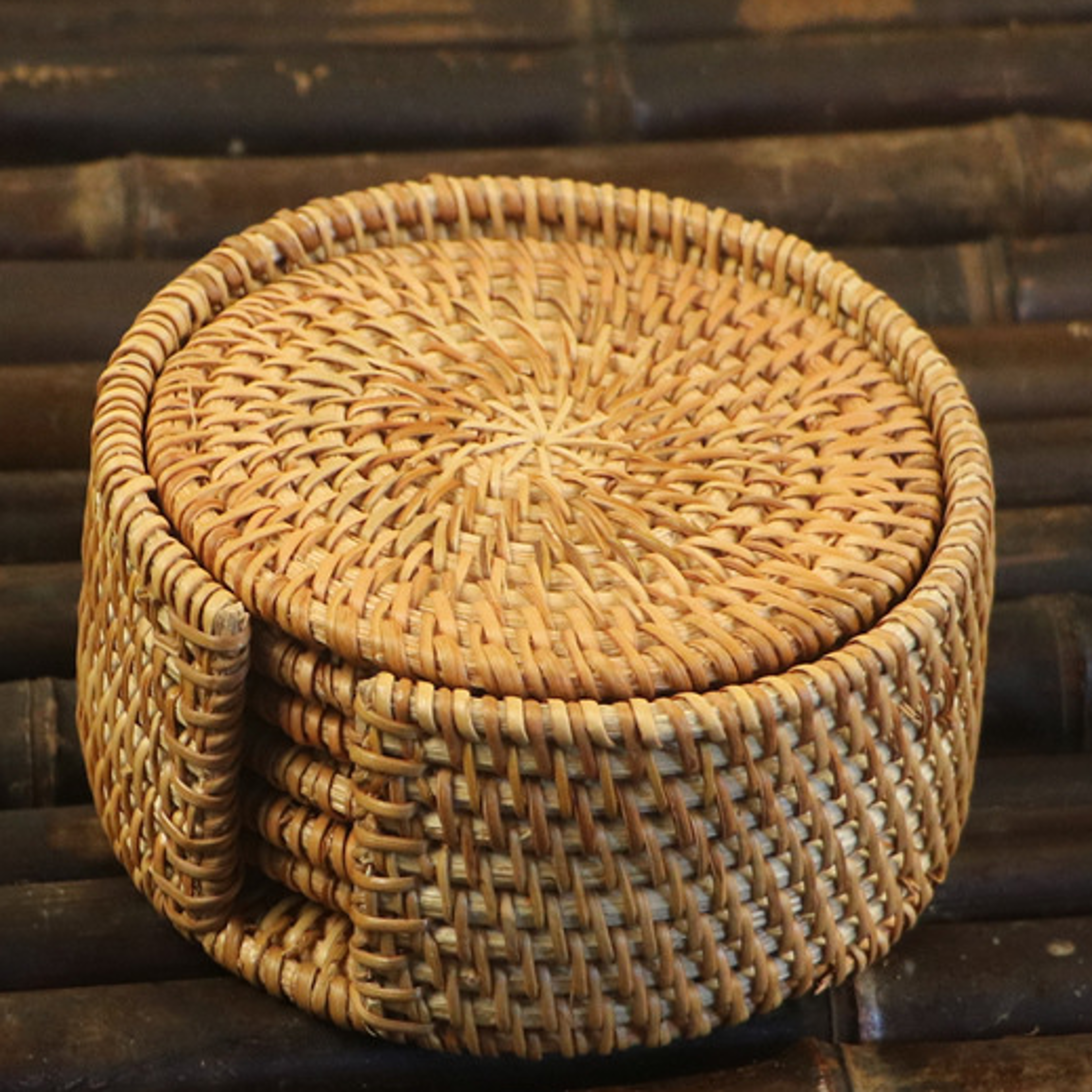 Drink Coasters for Tea Rattan Weave Tableware Heat Insulation Mat Pad Round Place Mat Dish Mat f