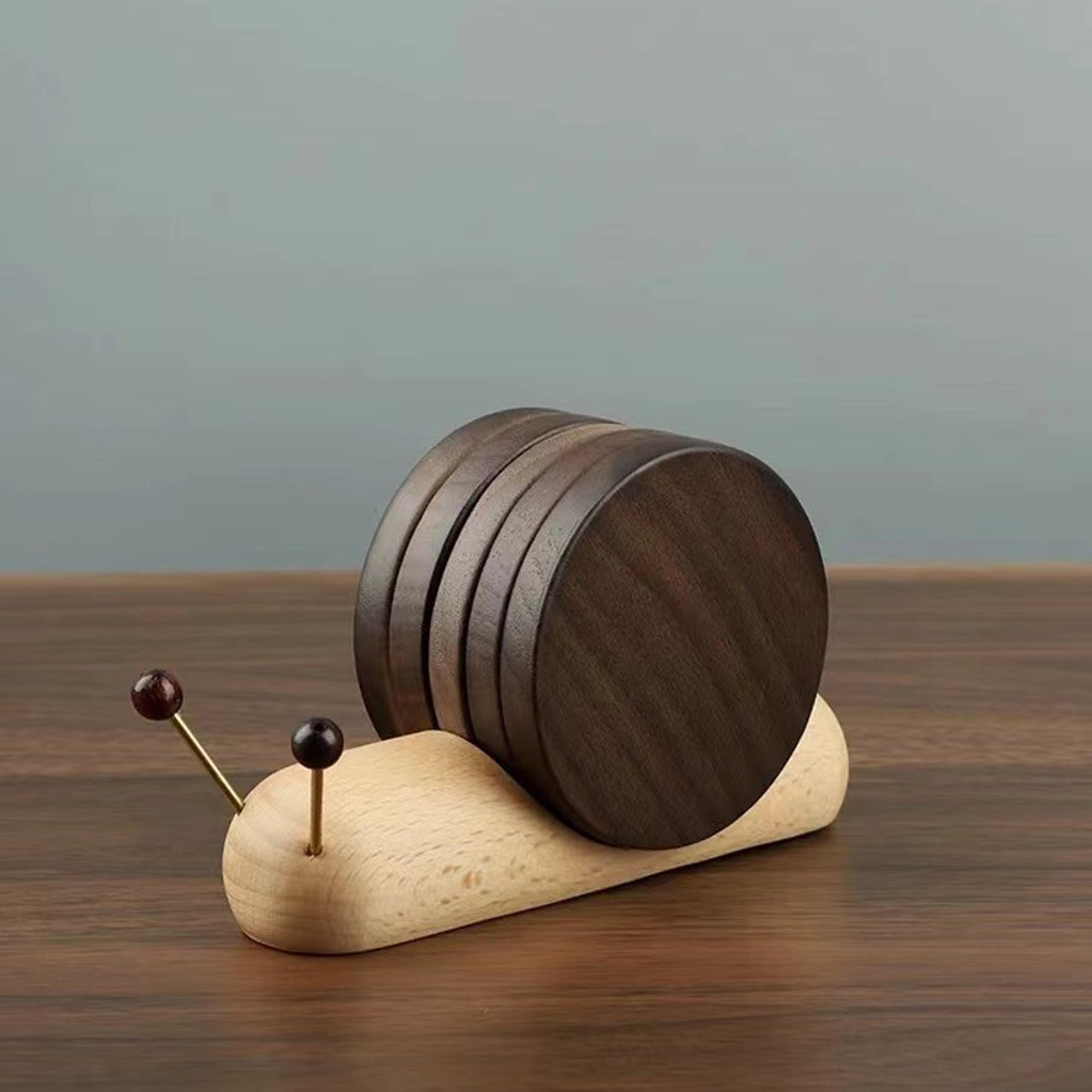 Fashion Black Walnut Cartoon Snail Decompression Tea Cup Mat Insulated Coffee Mug Coaster Creative  5