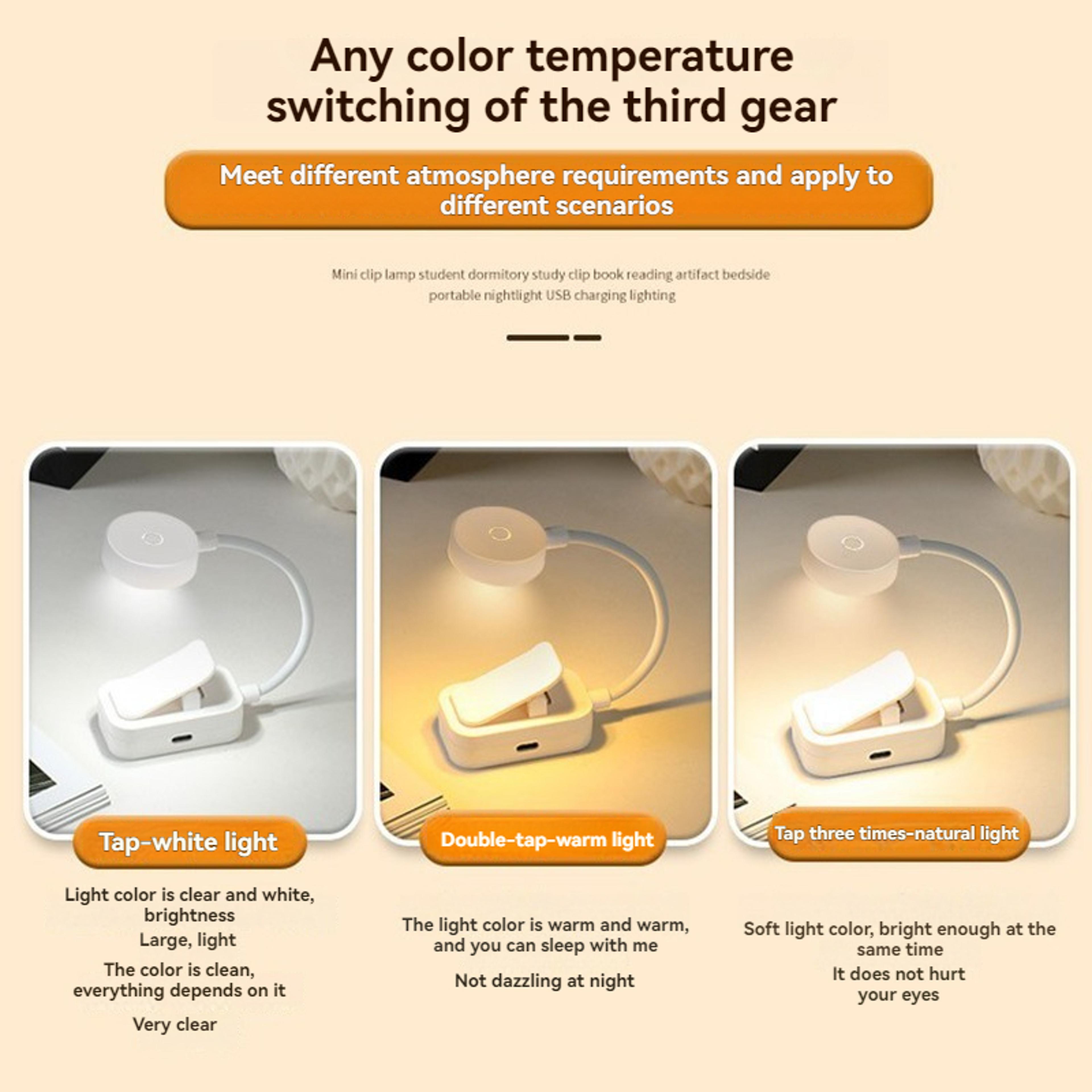 Mini LED Reading Book Light Adjustable USB Rechargeable ClipOn Lamp Ideal For Study Travel Bedroom 2