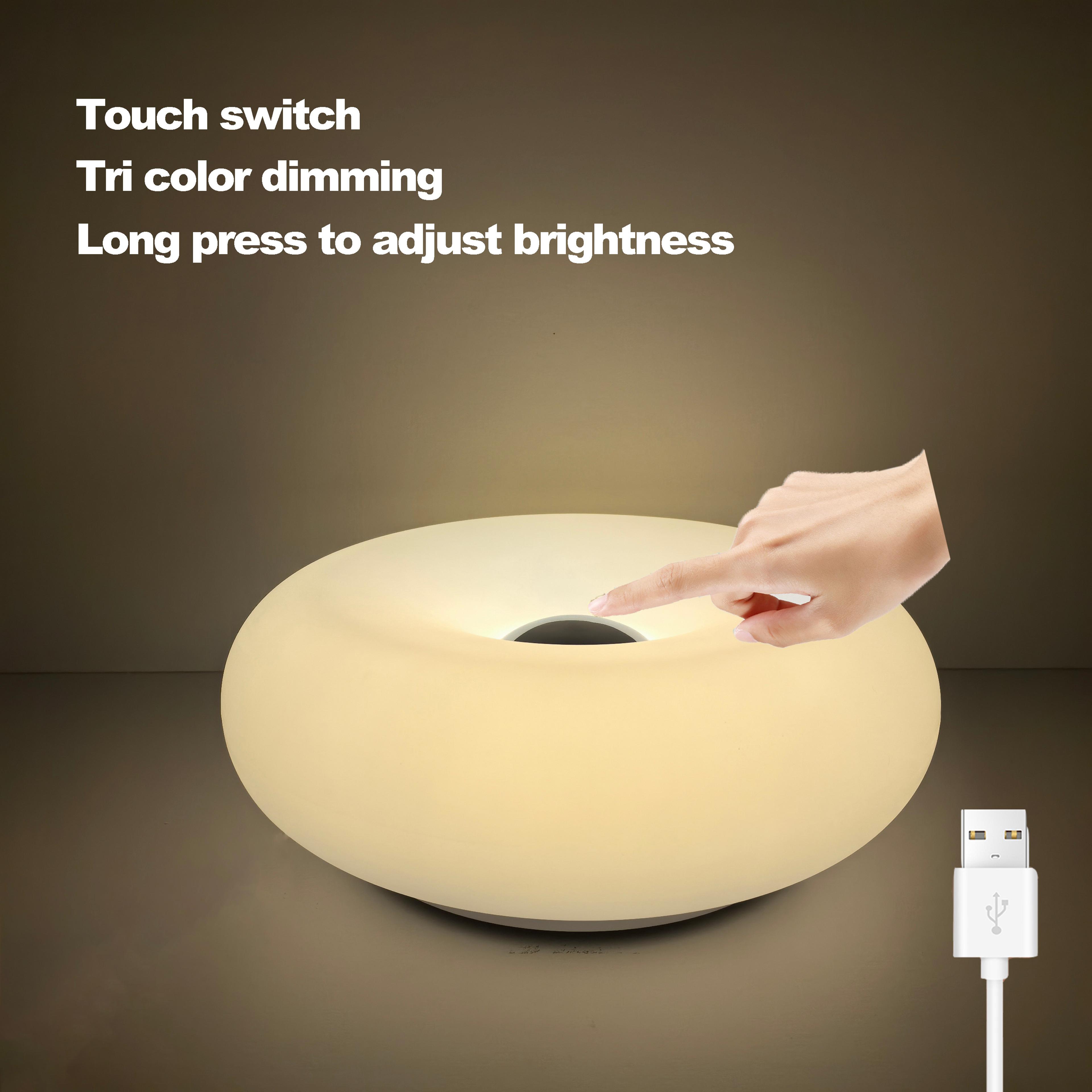 USB Plug Table Lamp Bedroom Bedside Lamp Donut Ambient Light For Living Room Dining Room Decoration 8