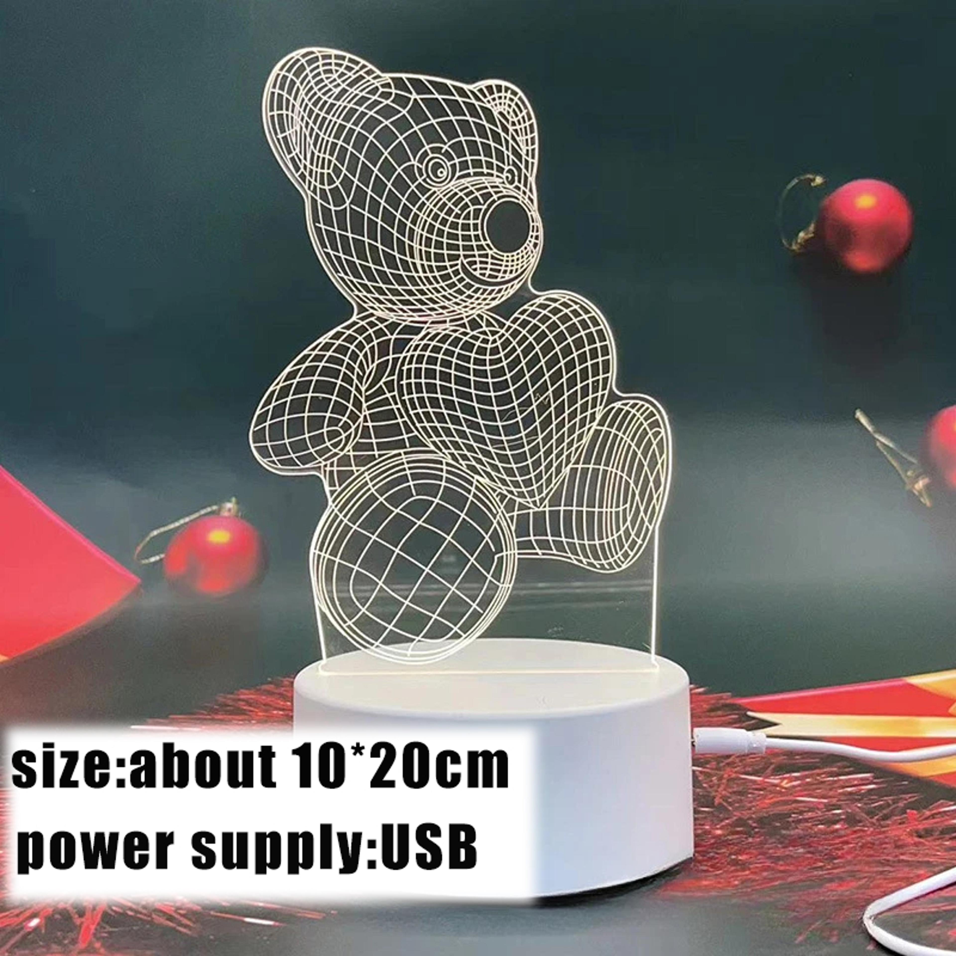 Creative Bear Lamp Acrylic USB LED Night Lights Xmas Christmas Decorations Home Bedroom Birthday De 2