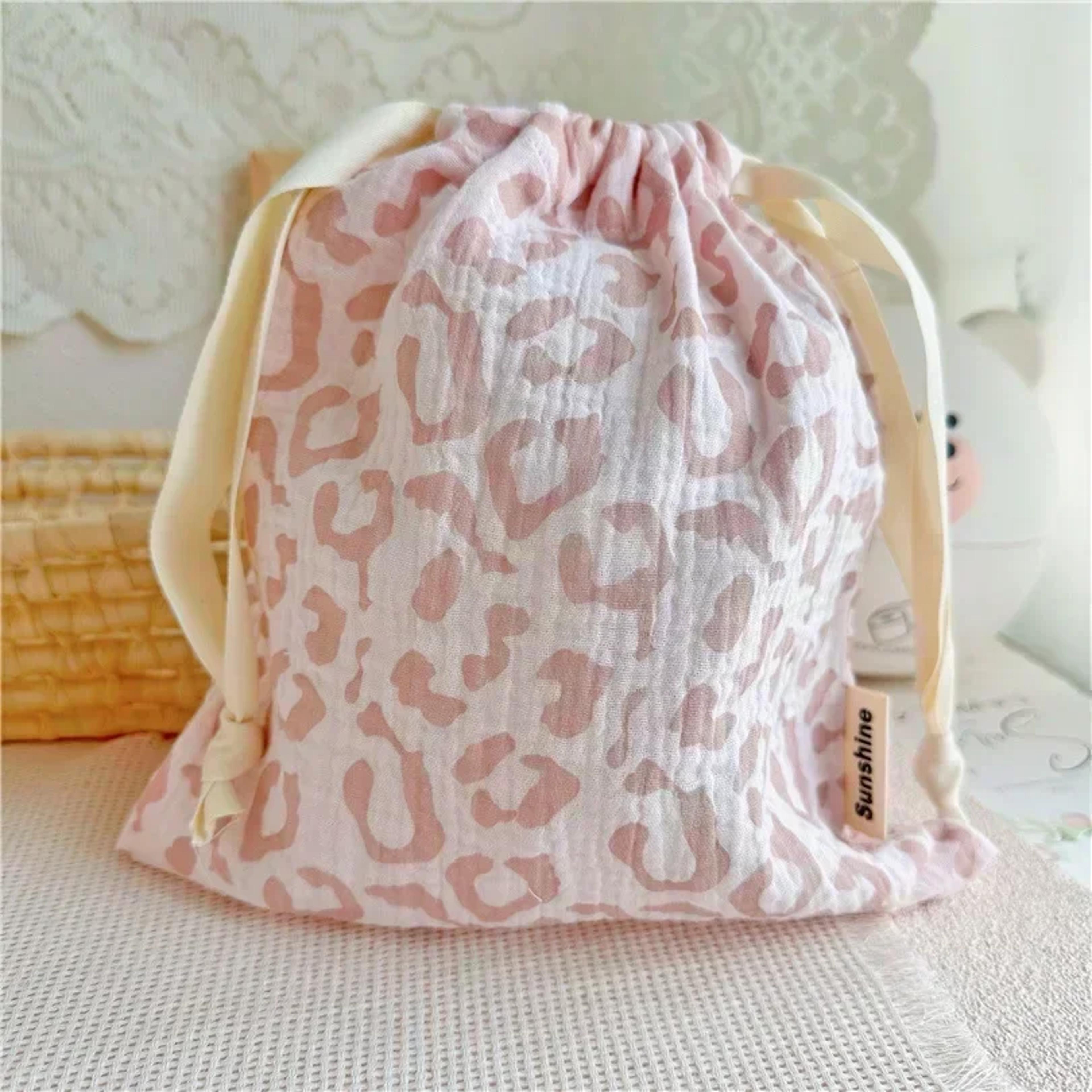 Printed Flower Mommy Bag Baby Diaper Bag With Cotton Nappy String Pocket Stroller Carry Pack For Tr 7
