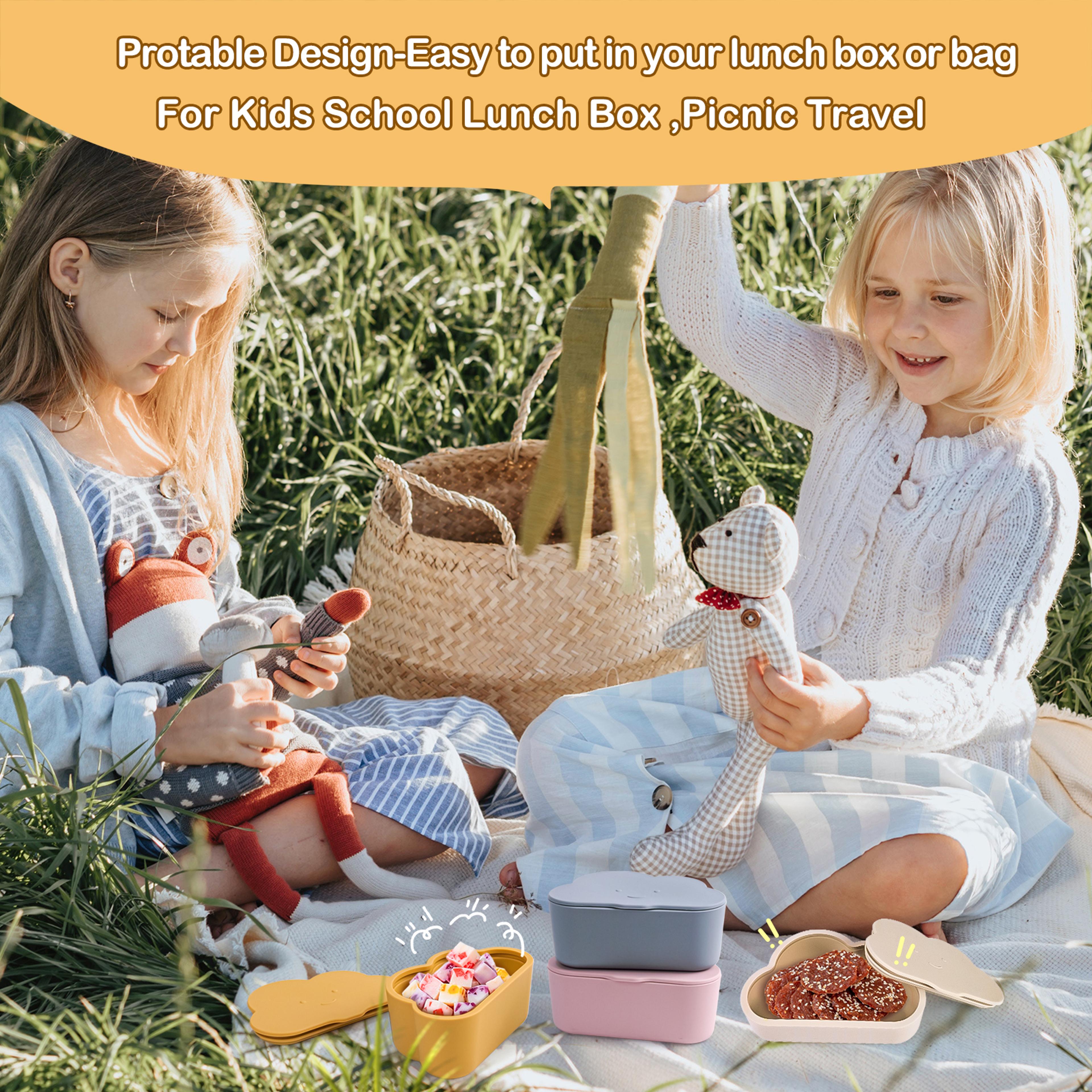 Kids Silicone Food Storage Box Solid Color Baby Snack Cup Portable Children Snacks Container 2