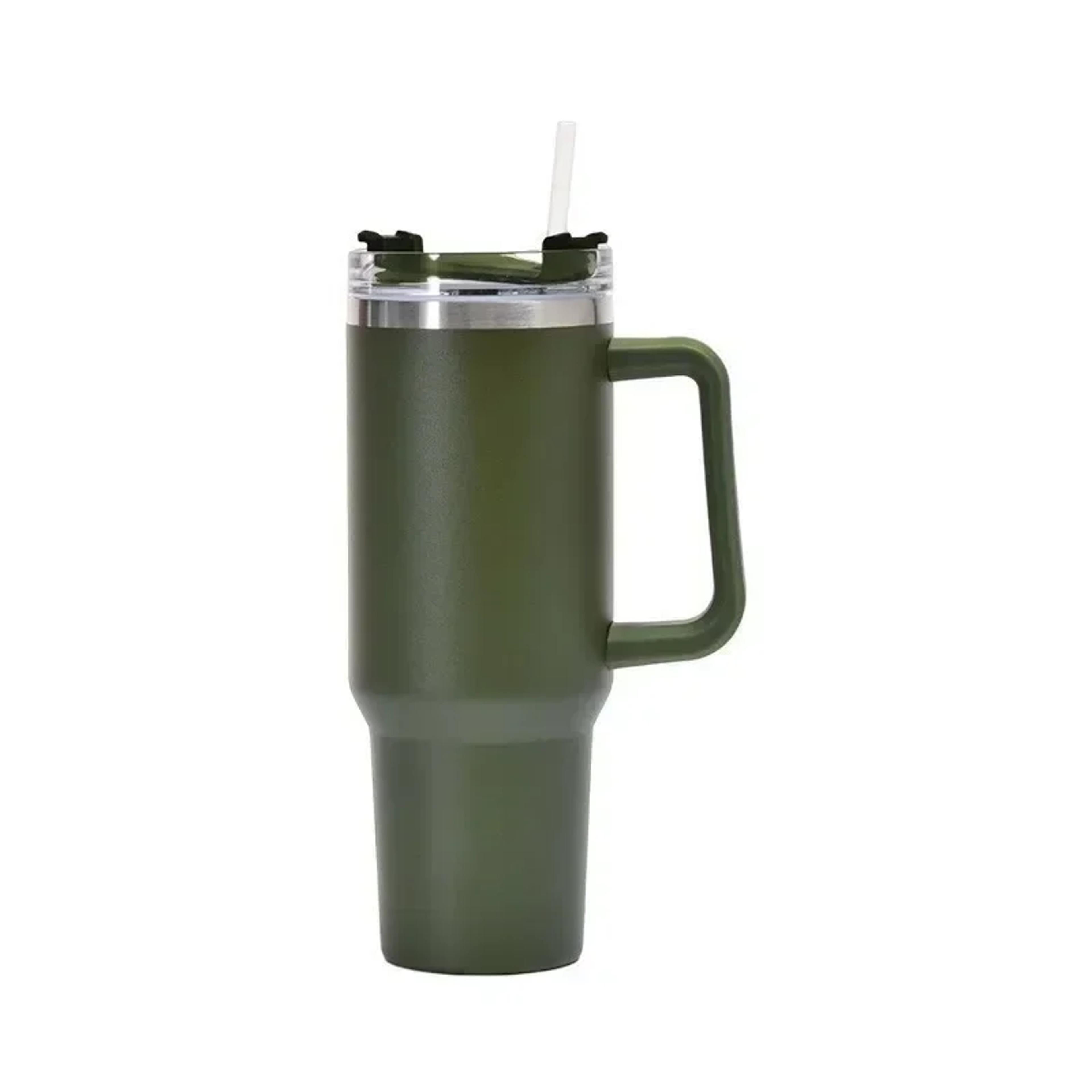 Insulated Tumbler With Handle And Straw Double Wall Thermal Iced Travel Mug Car And Outdoor Use 9