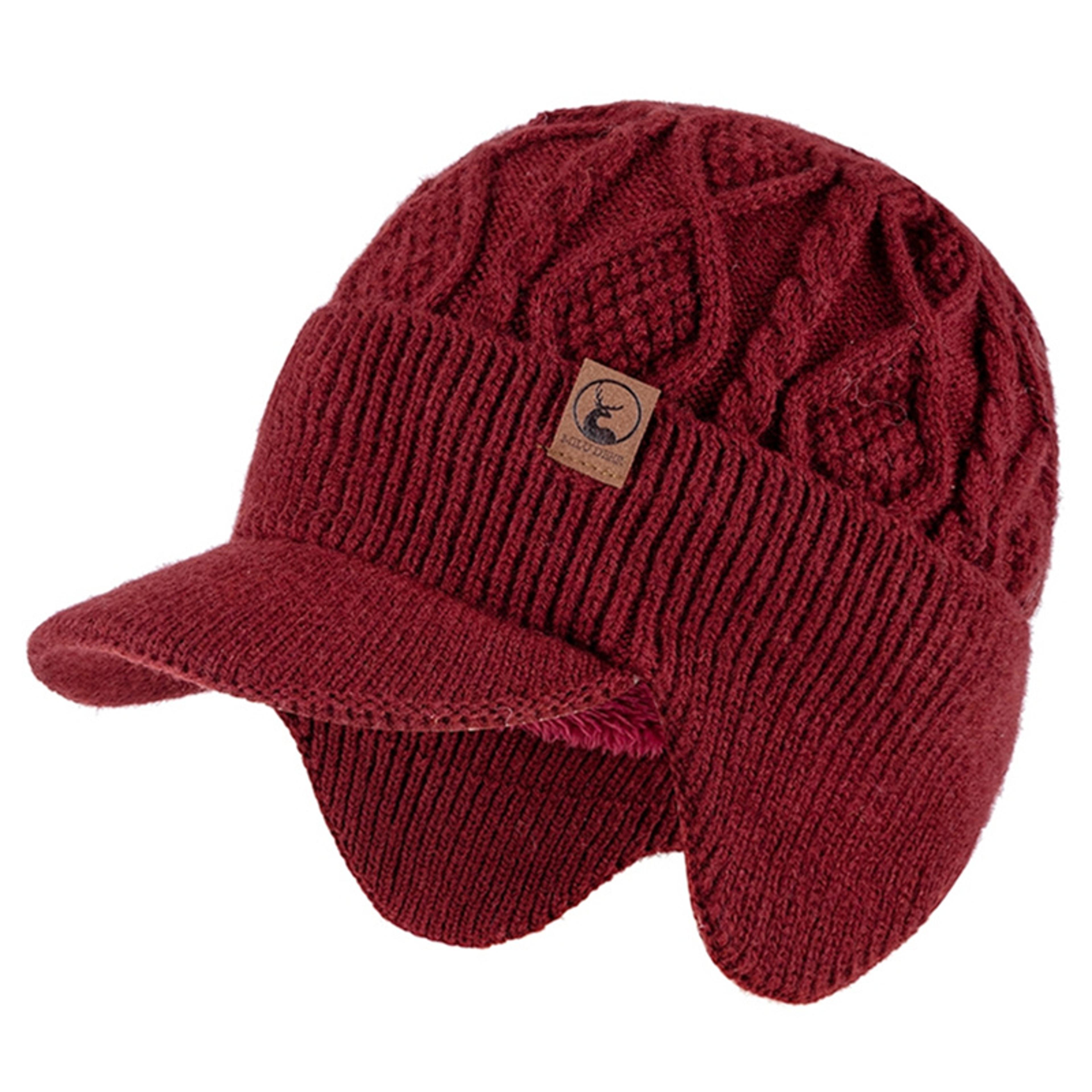 Hot Sale Unisex Winter Hat Plush Fur Lined Warm Ear Flap Cap Soft Beanie Outdoor Thick Ski Knitted  12