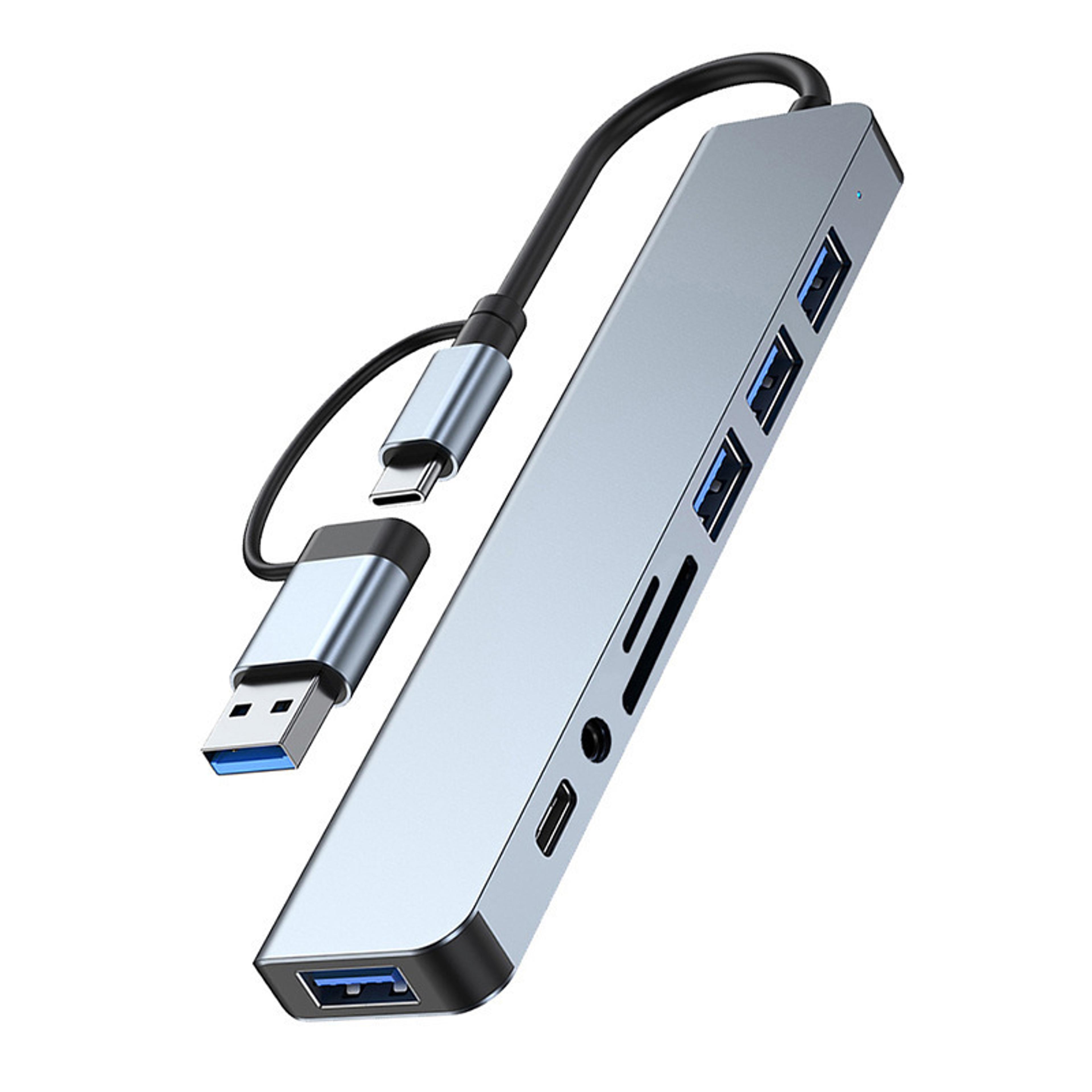 USB Type C HUB Docking Station With Audio Jack Adaptor Micro SD Card Reader Laptop Tablet Phone Dis 5