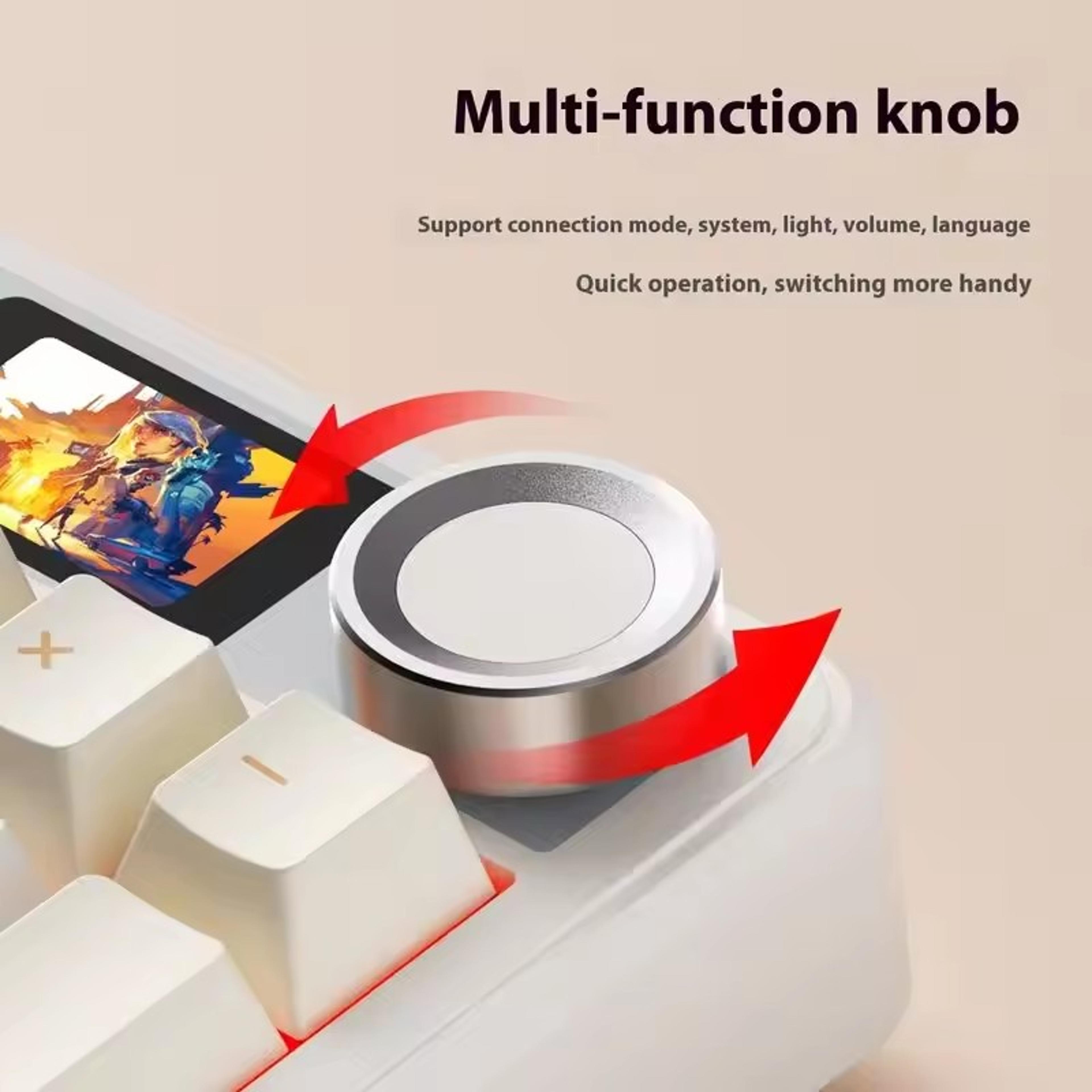 Pro Gaming Mechanical Keyboard Tri Mode Custom MultiKnob Screen RGB Esports Wireless Keyboard With