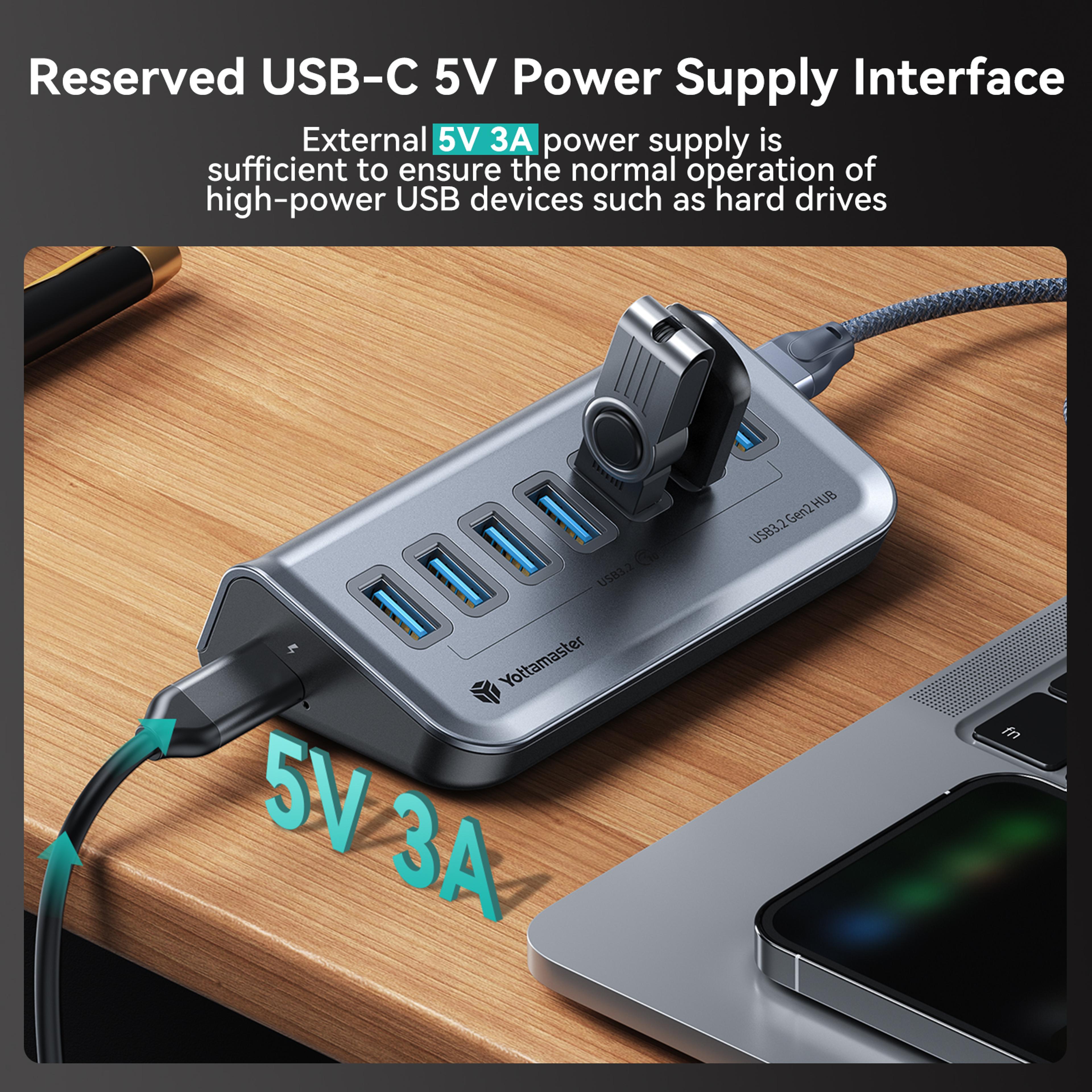 USBC Hub Port Powered USB Hub Data Hub For Laptops Surface Pro Portable Hard Drives 2