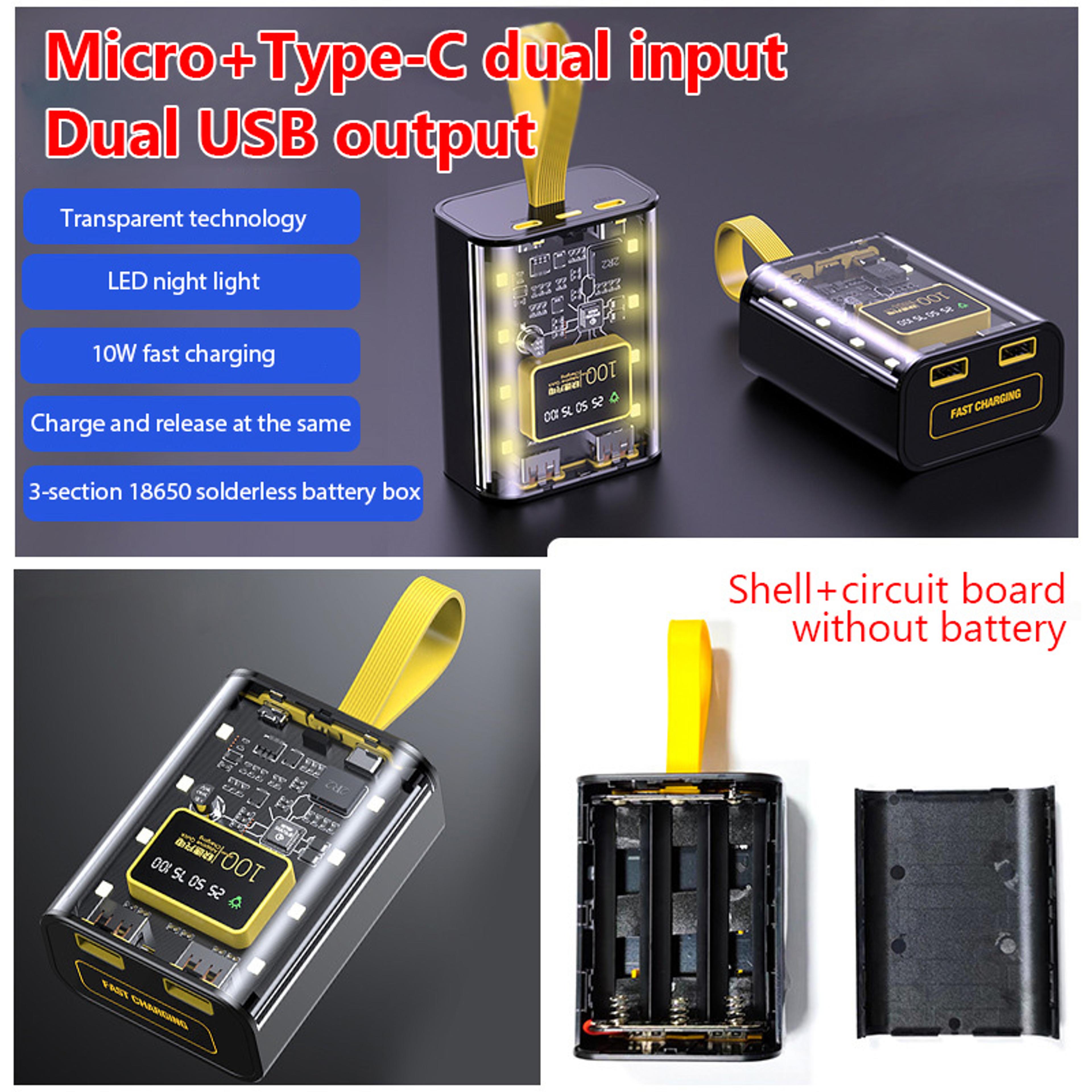Battery Charger Case DIY Power Bank Box Fast Charge Double USB Output LED Night Light Battery Stora 6