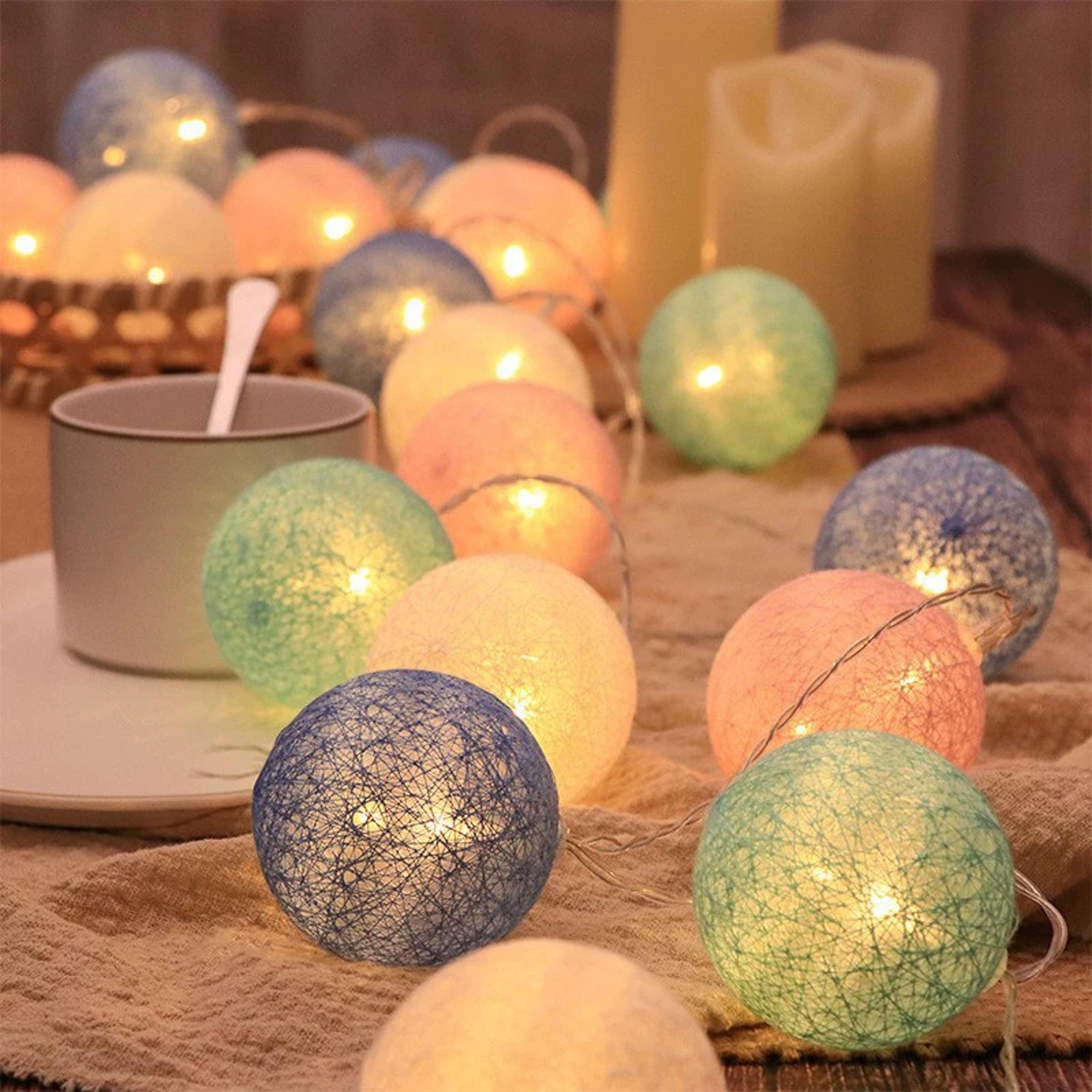 USB LED Cotton Macaron Colors Thread Ball Light Festoon Garland Lamp For Party Wedding Garden Outdo 1