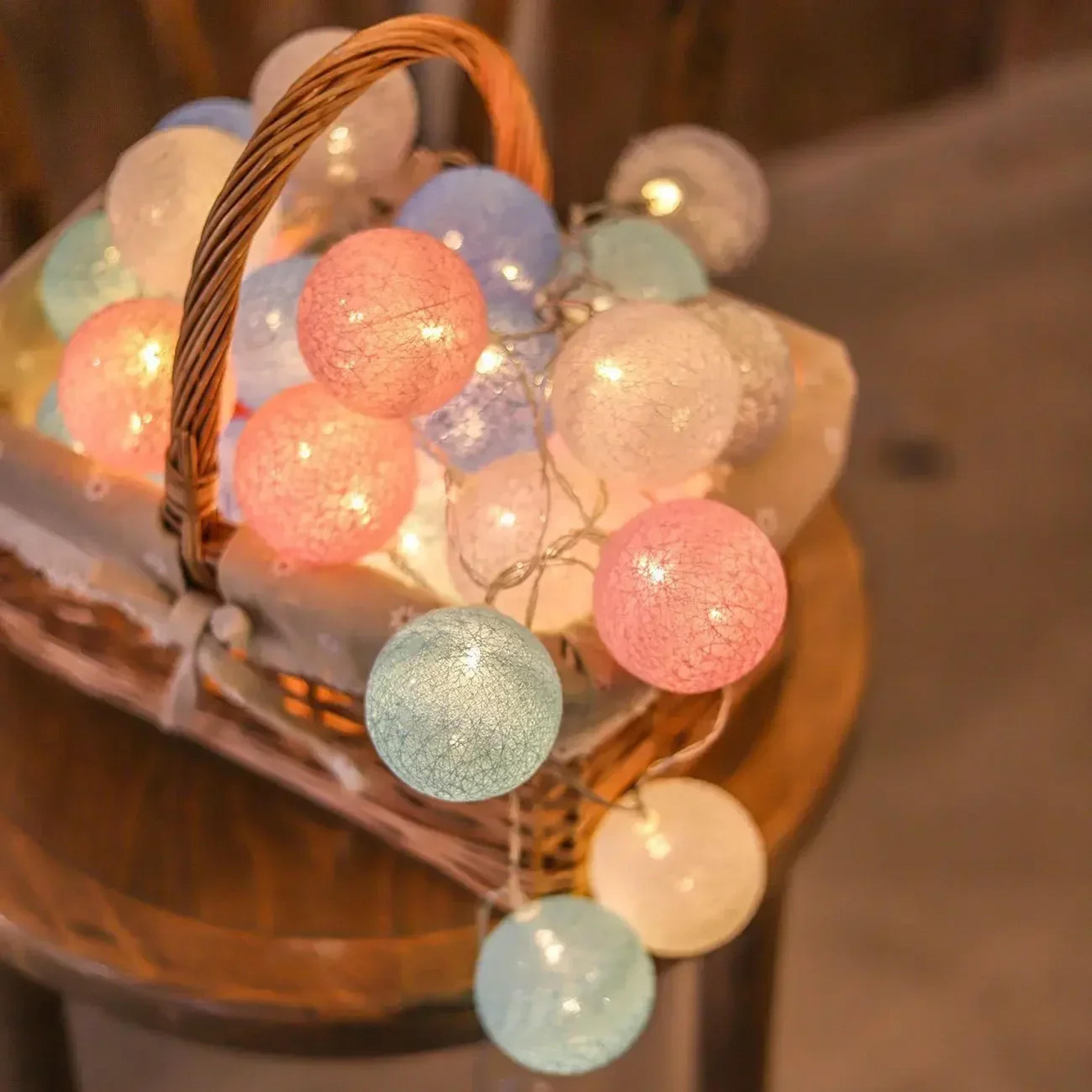 USB LED Cotton Macaron Colors Thread Ball Light Festoon Garland Lamp For Party Wedding Garden Outdo 3