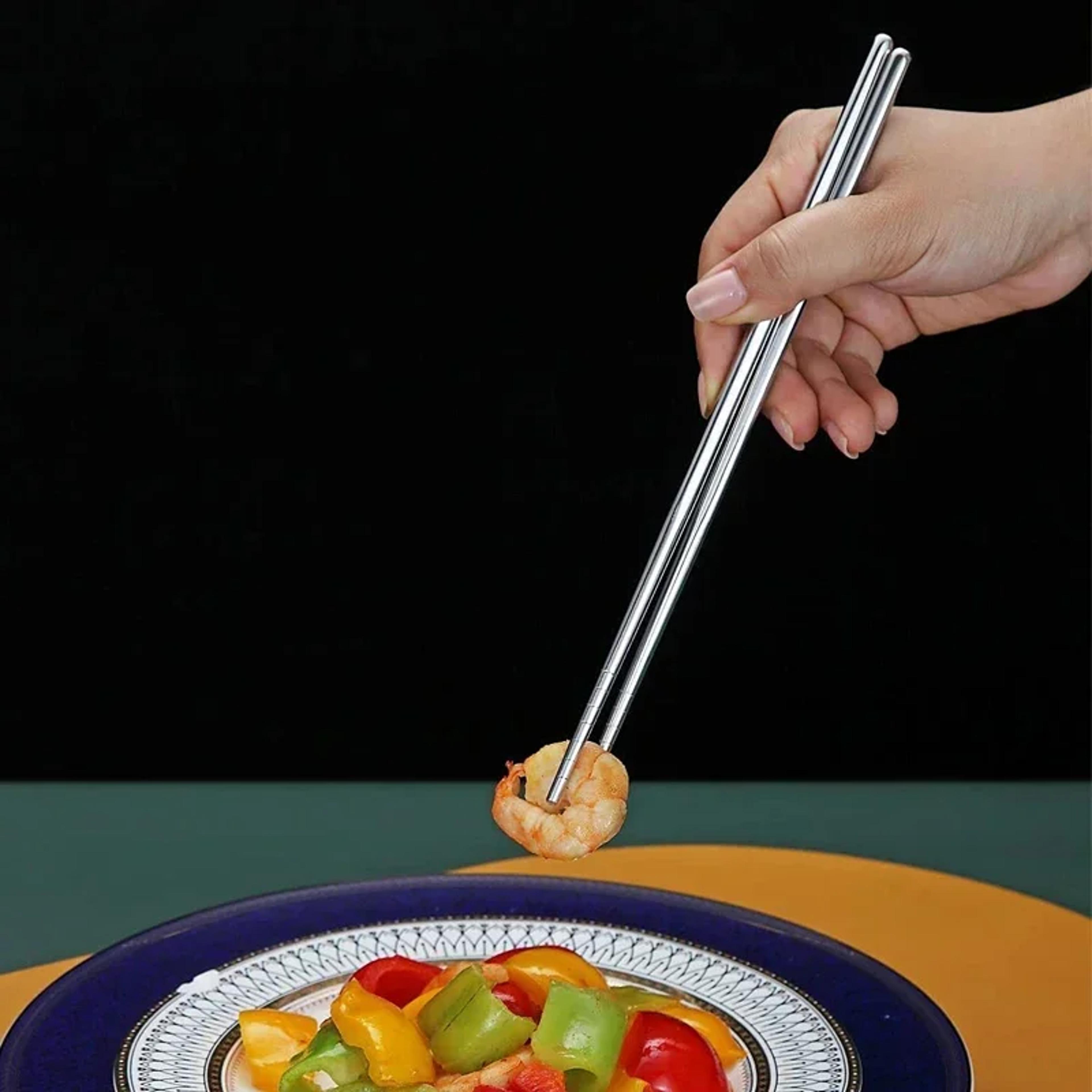 Chopsticks Stainless Steel Nonslip Sushi Chopstick Reusable Food Metal Stick Durable Kitchen Tablew 1