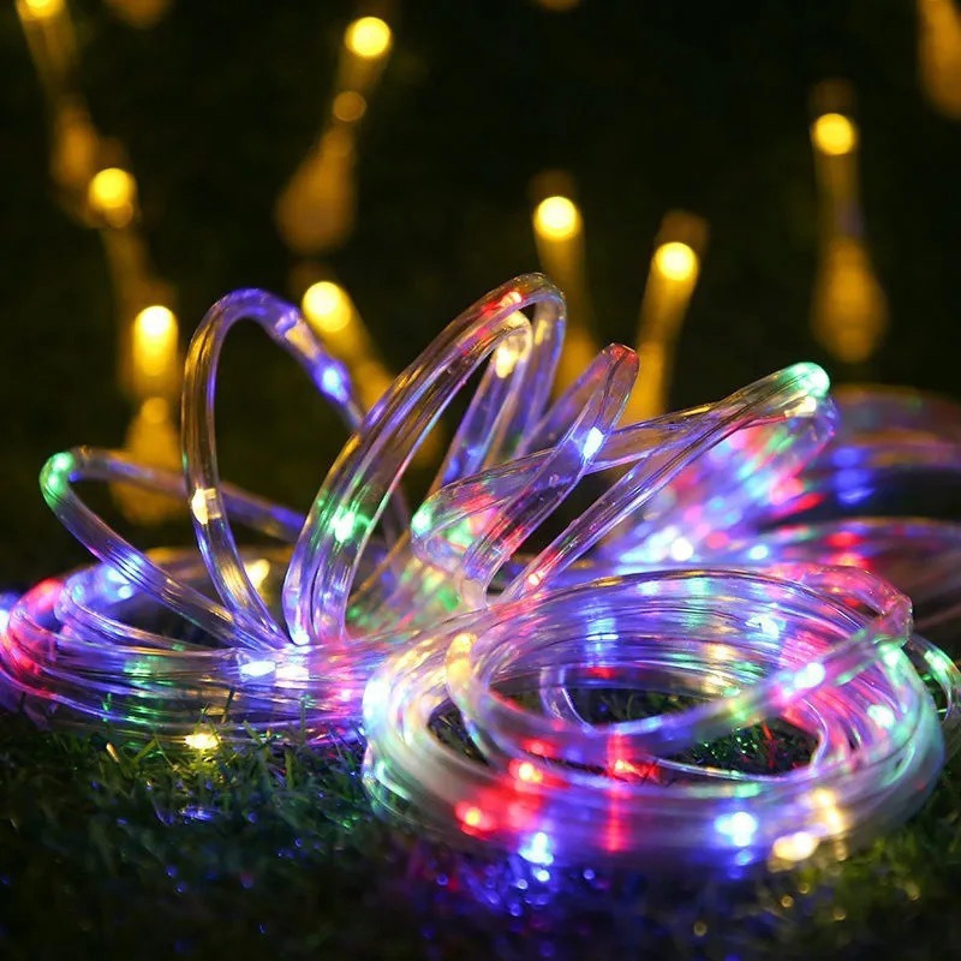 Solar Powered Fairy String Lights Pipe Shaped Outdoor Decoration Waterproof Christmas Room Party Ya 0