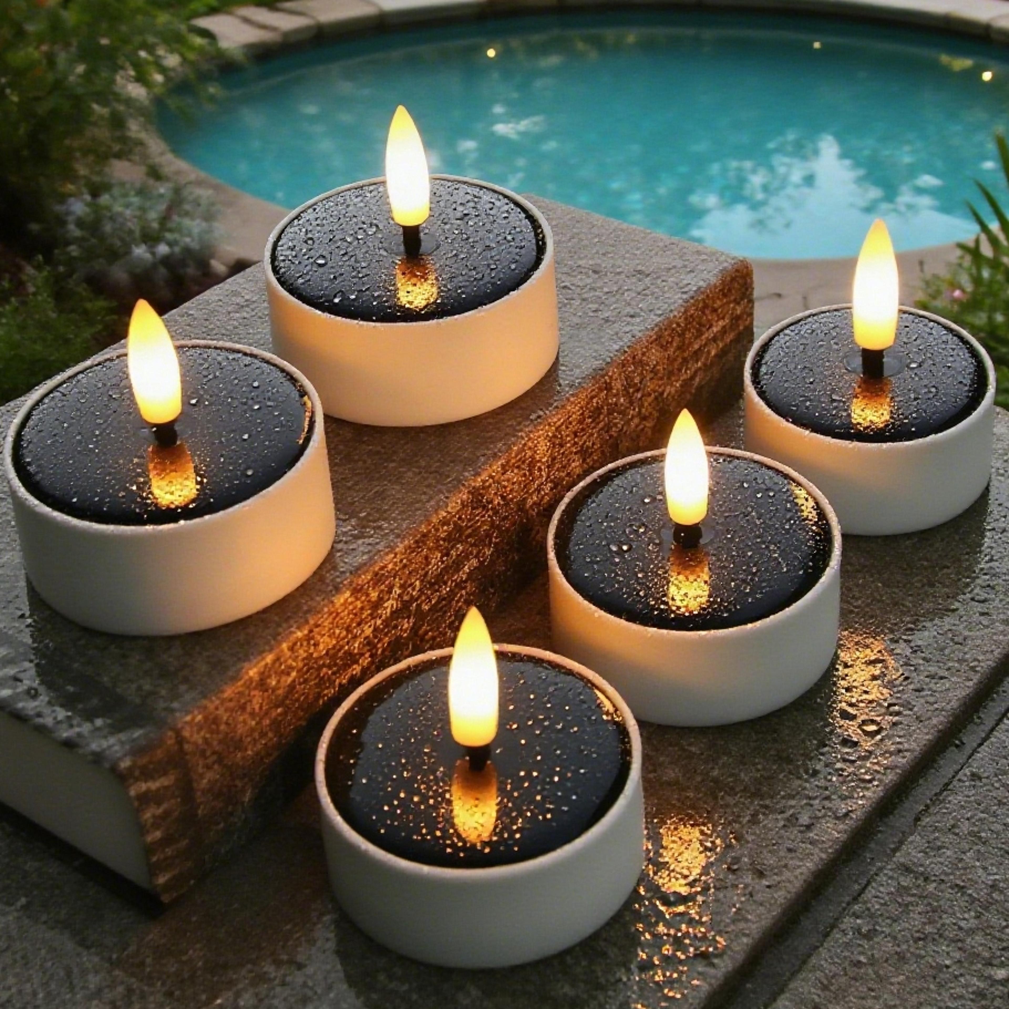 Solar Powered Candle Light Outdoor Waterproof Flame Less Garden Lawn Table Decor For Party Home Val 1