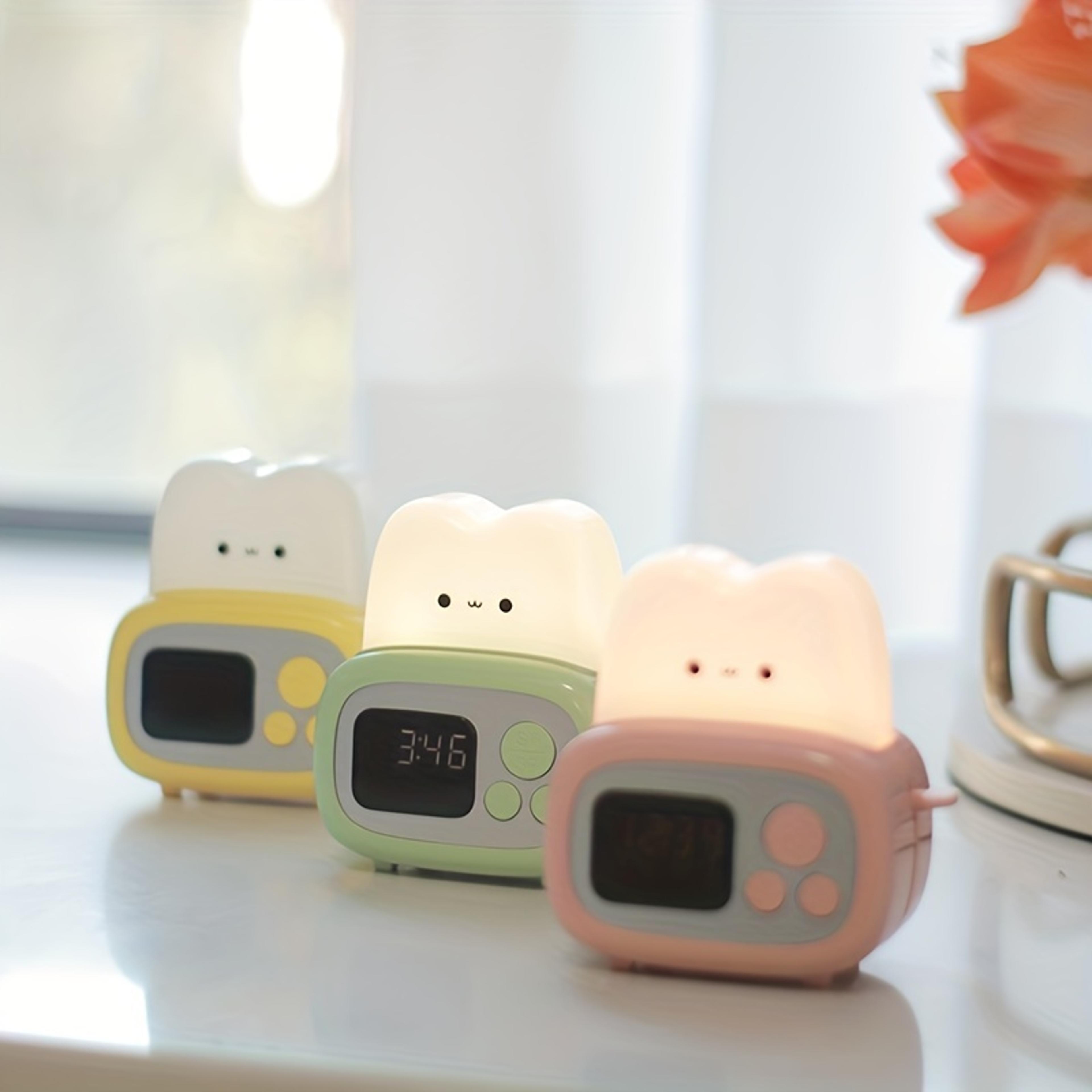 Time Bread Maker Alarm Clock LED Dimming Night Light USB Charging Timer Light Kid Student Bedside D