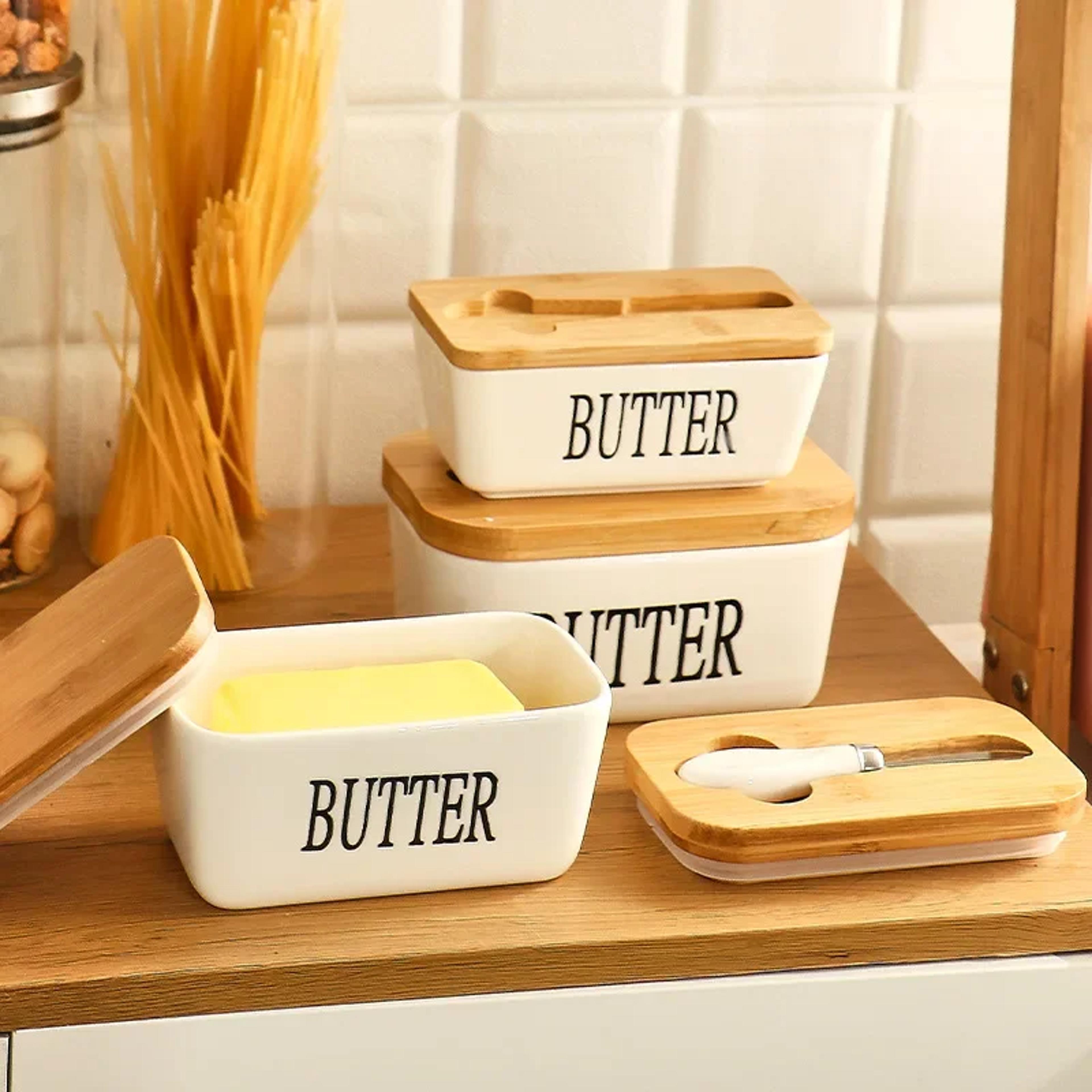 Butter Container Ceramic Box Sealed Storage Box For Cheese Butter Slicer With Knife Butter Dish For 1