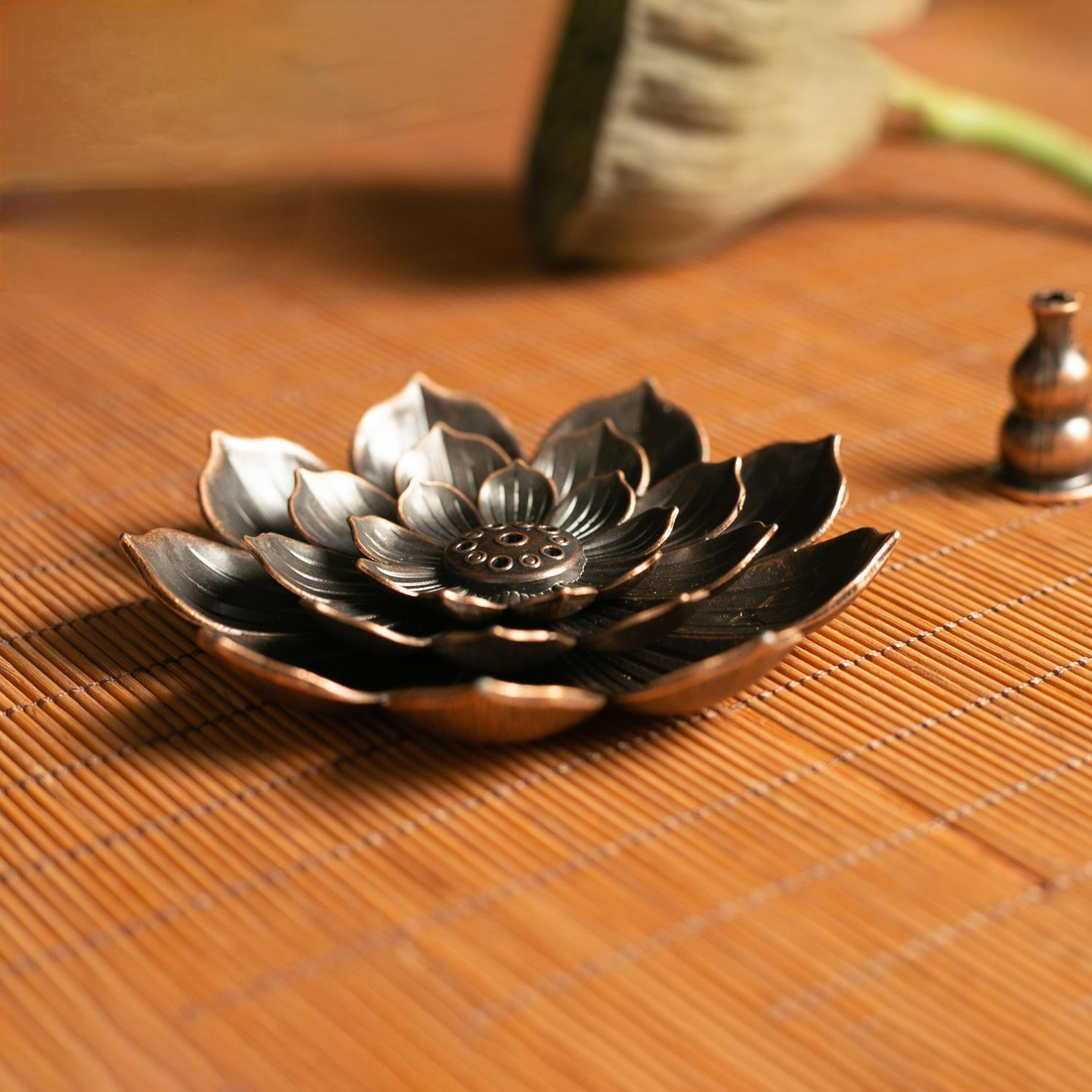 Alloy Incense Burner Stick Holder Buddhism Lotus Line Incense Plate Sandalwood Coil Base For Temple 3