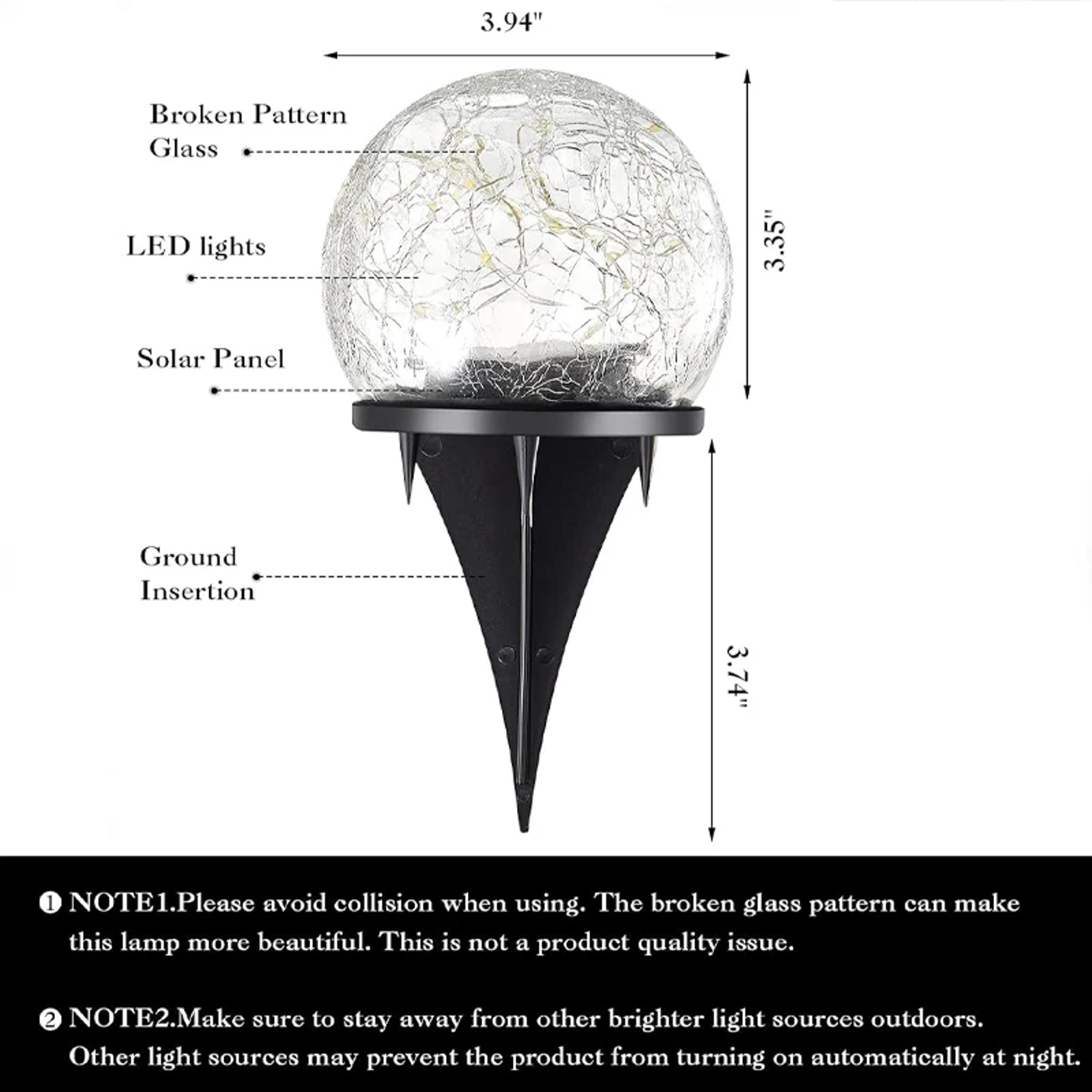 Waterproof Outdoor Light Solar Powered Cracked Glass Light Yard Pathway Patio Garden Decor For Holi 3