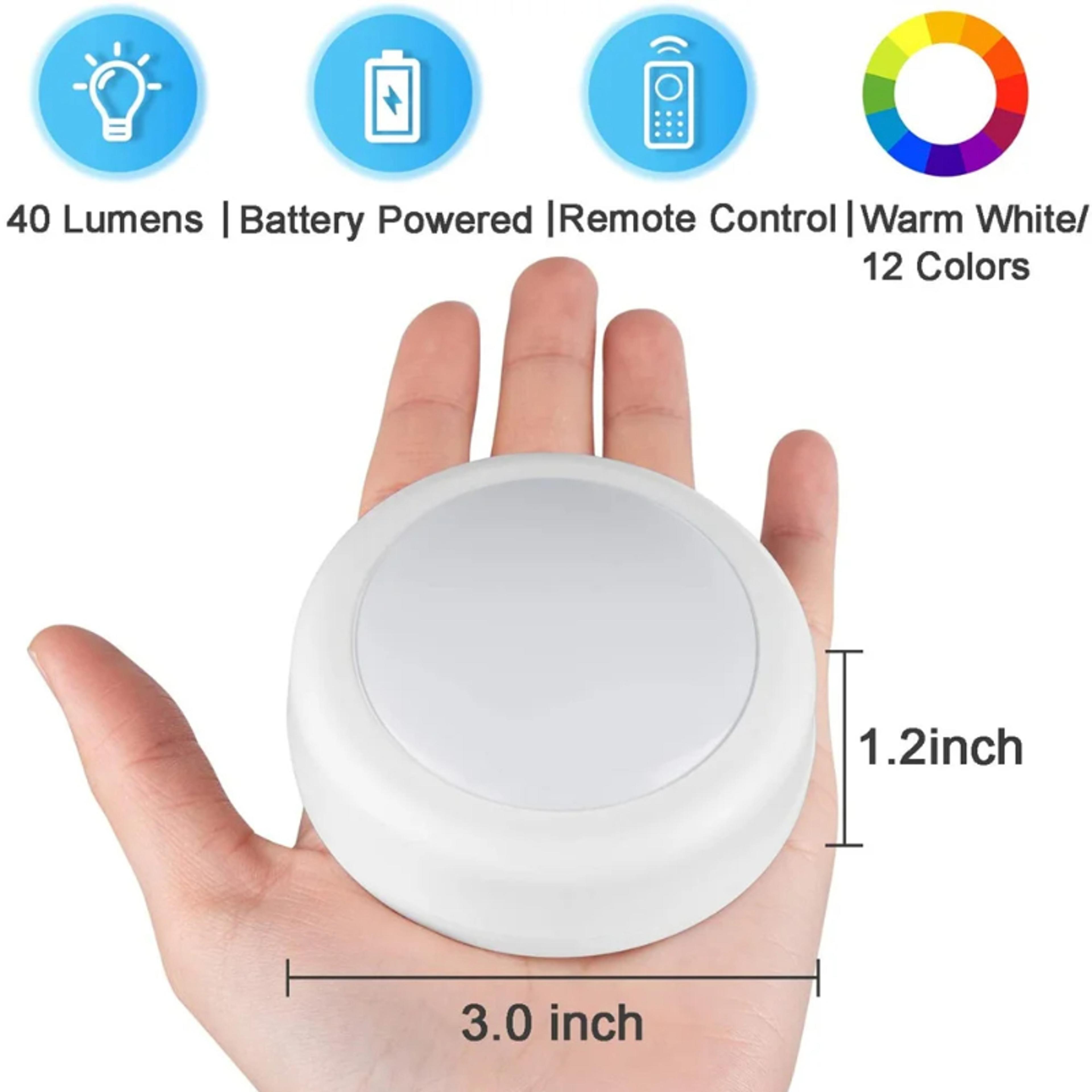 LED Puck Night Lights Remote Control Dimmable Under Cabinet Light Battery Operated Wireless Push La 4