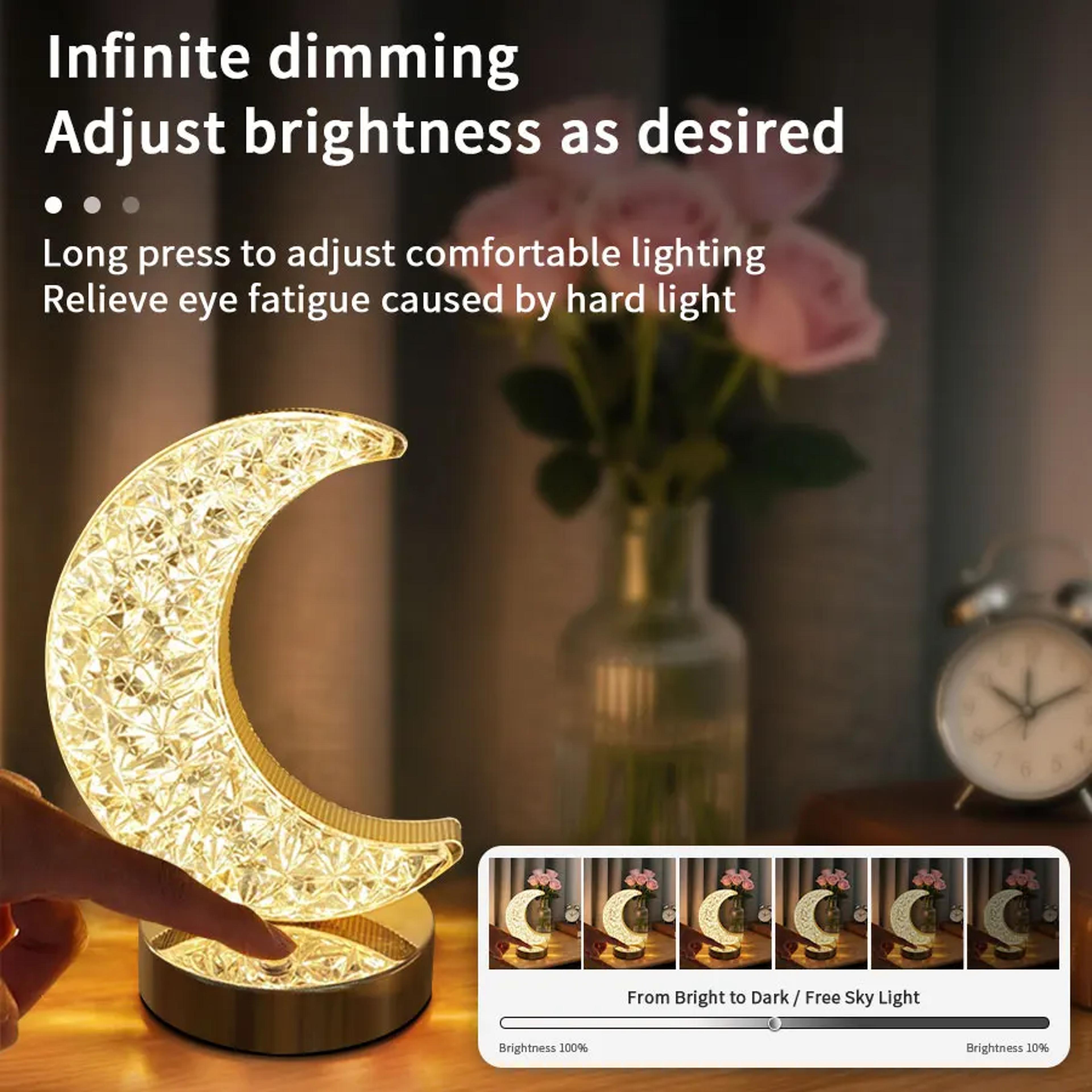 Plug Powered Ramadan Starry Moon Night Light Touch Switch Step Less Dimming Bedroom Living Room Dec 3