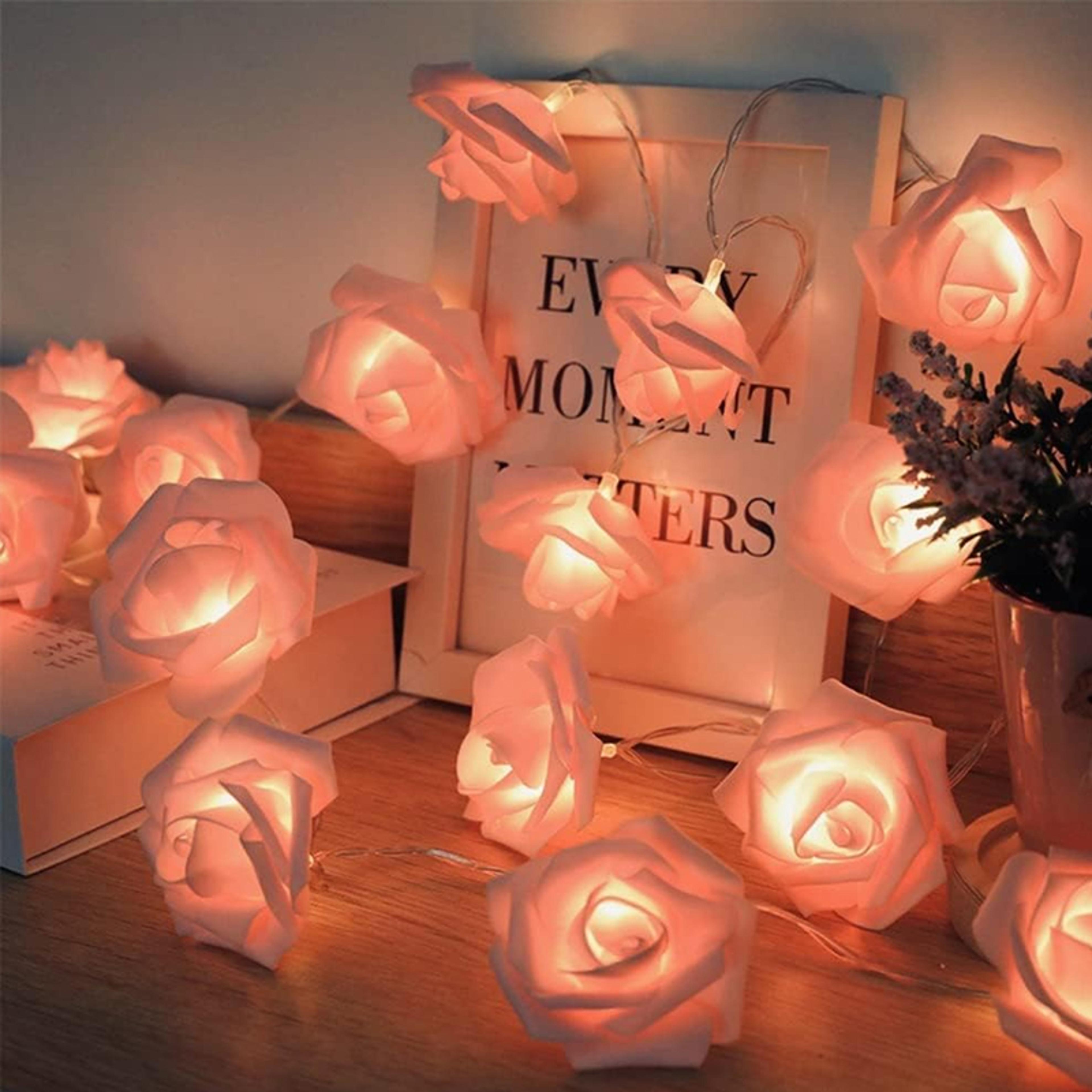 Rose Flower String Lights BatteryPowered Lights For Bedroom Living Room Valentines Day Romantic Atm 1