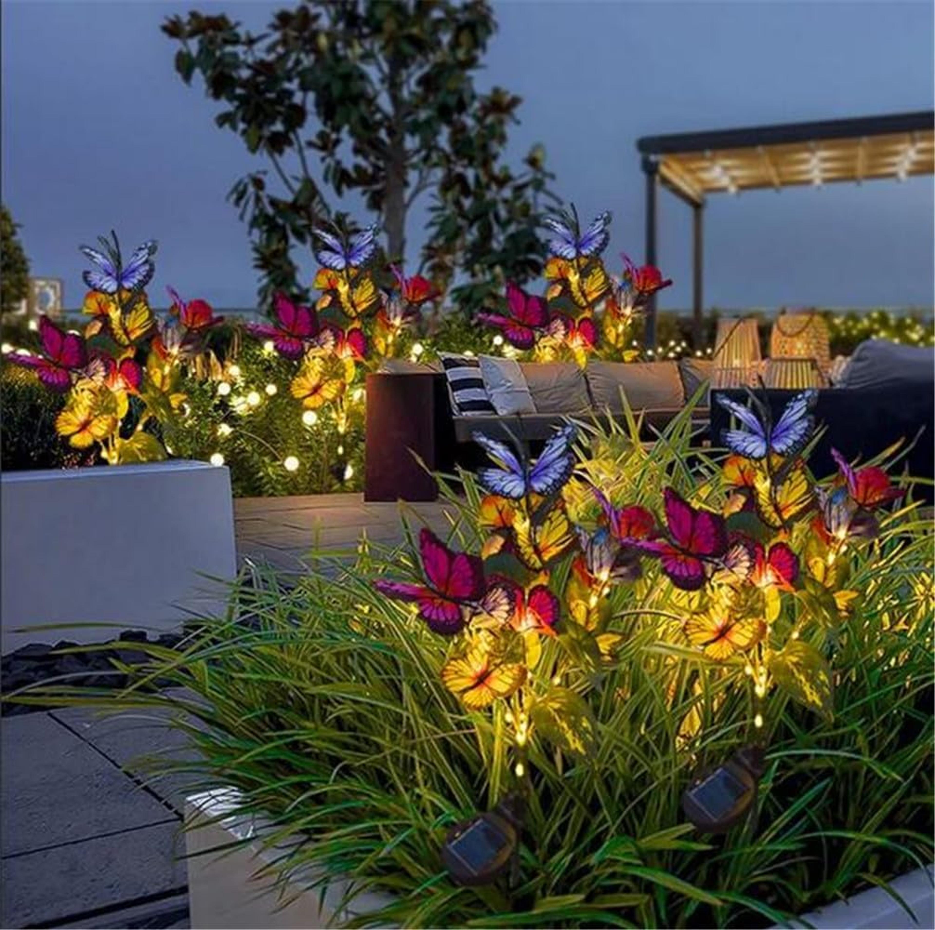 Solar LED Butterfly Flower Light Outdoor Simulation Butterfly Lawn Lamp Waterproof Garden Decor For 4