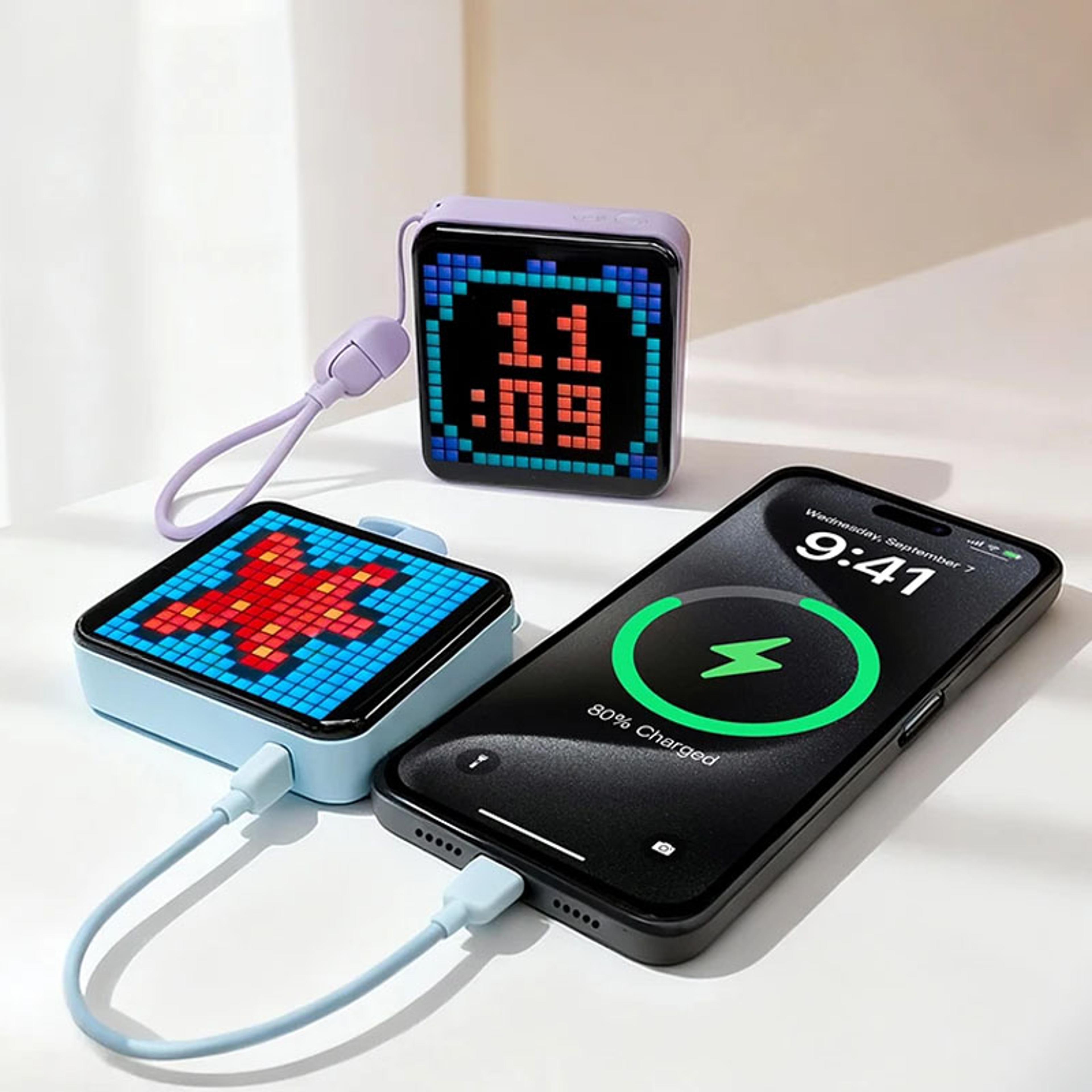 usb powered portable led pixel display power bank, diy mood pixel display for phone recharging