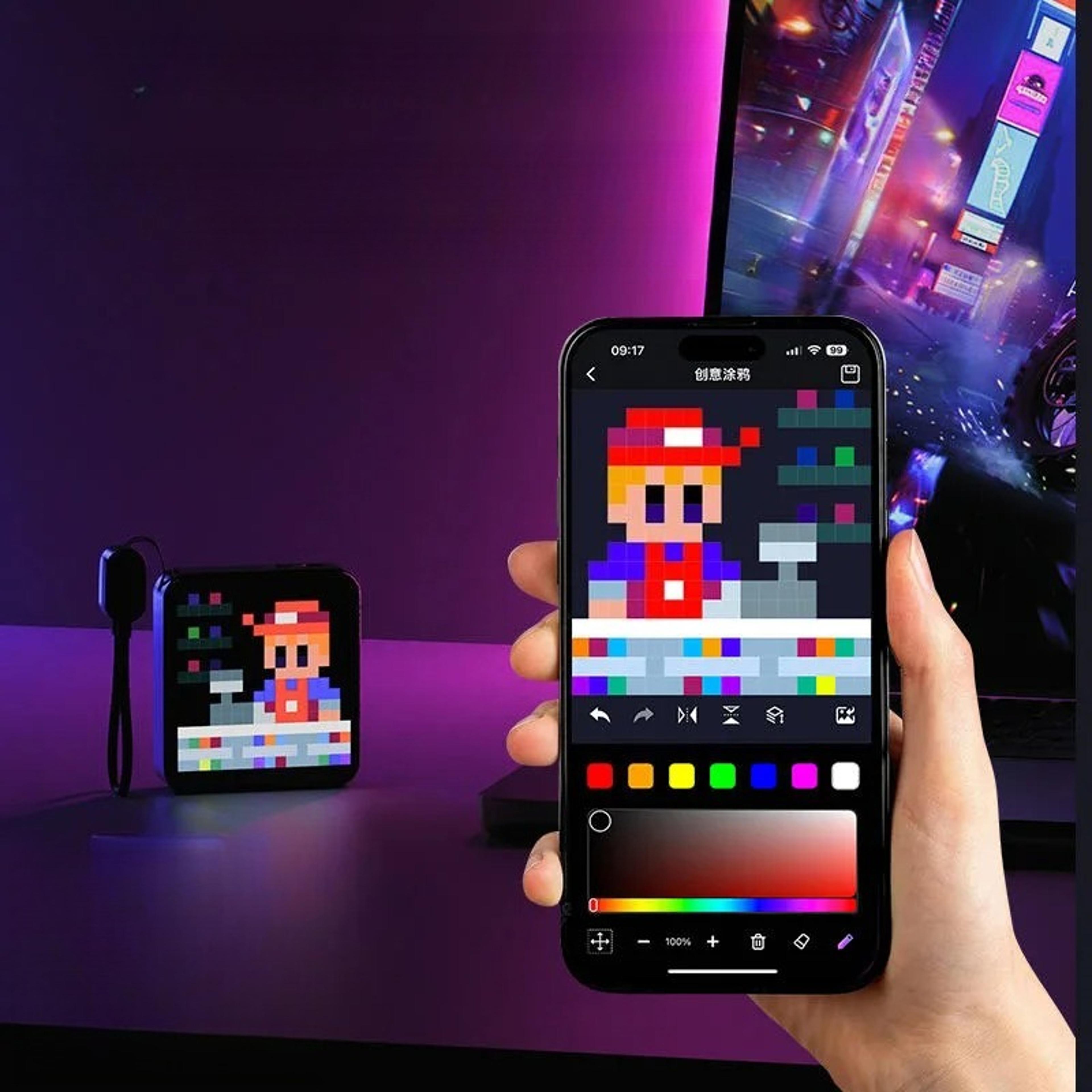 Custom DIY Pixel Pattern Portable Charger LED Pixel Screen Mini Power Bank LED Night Light Creative 2