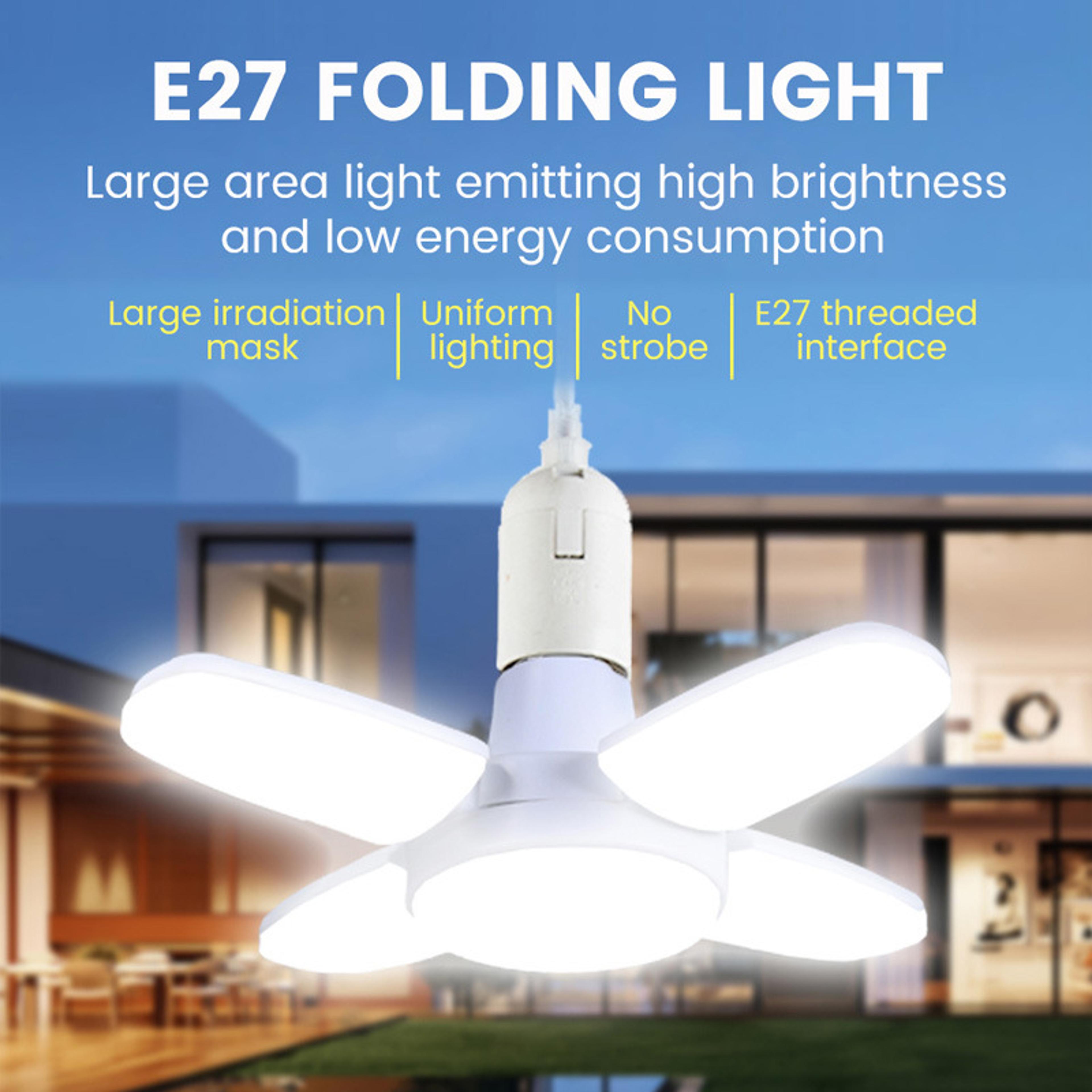 Four Leaf Folding Light Bulb Super Bright Lighting For Living Room Home Warehouse Garage Corridor E 2