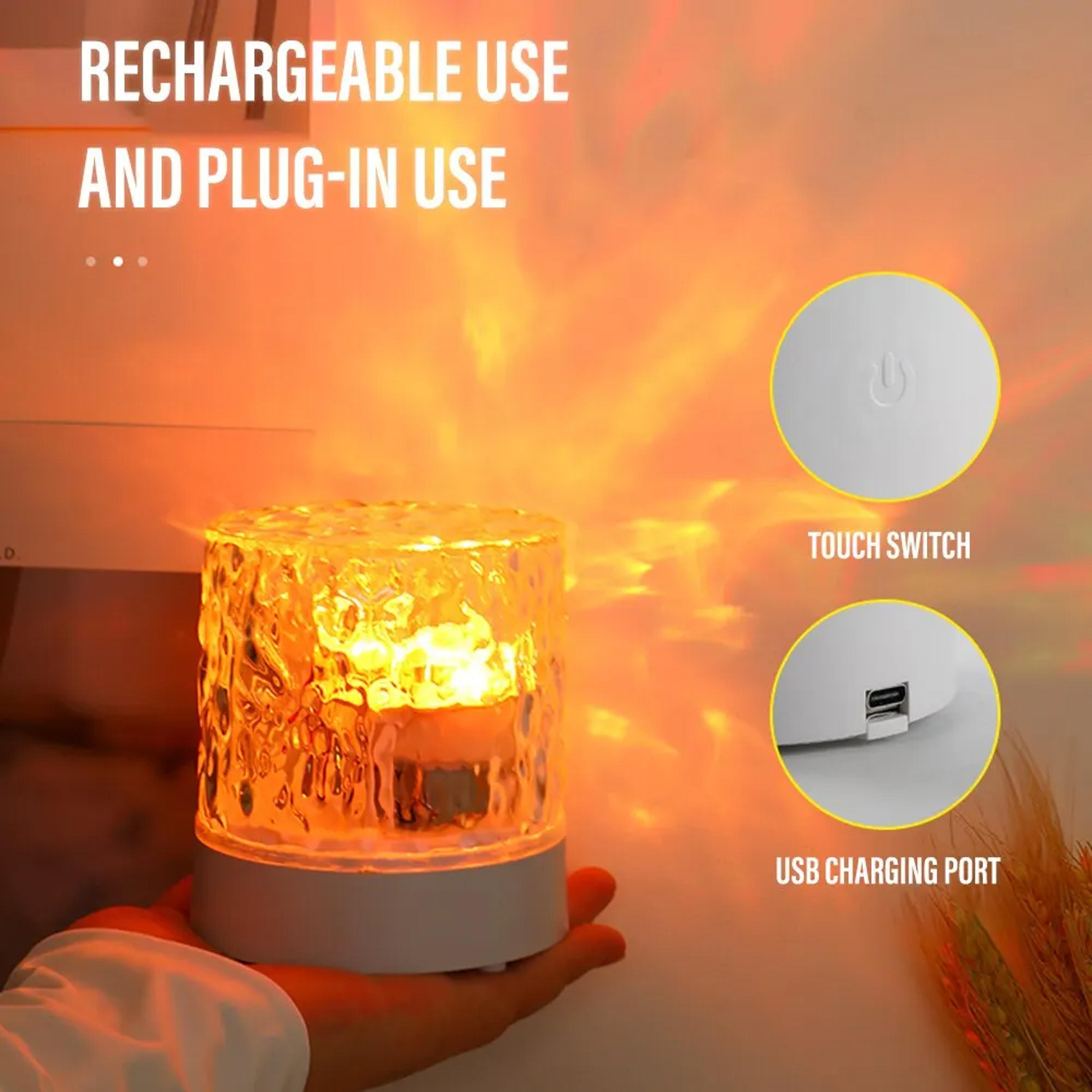 Rechargeable LED Water Ripple Projector Night Light Remote Control RGB Dimmable Crystal Table Lamp  1