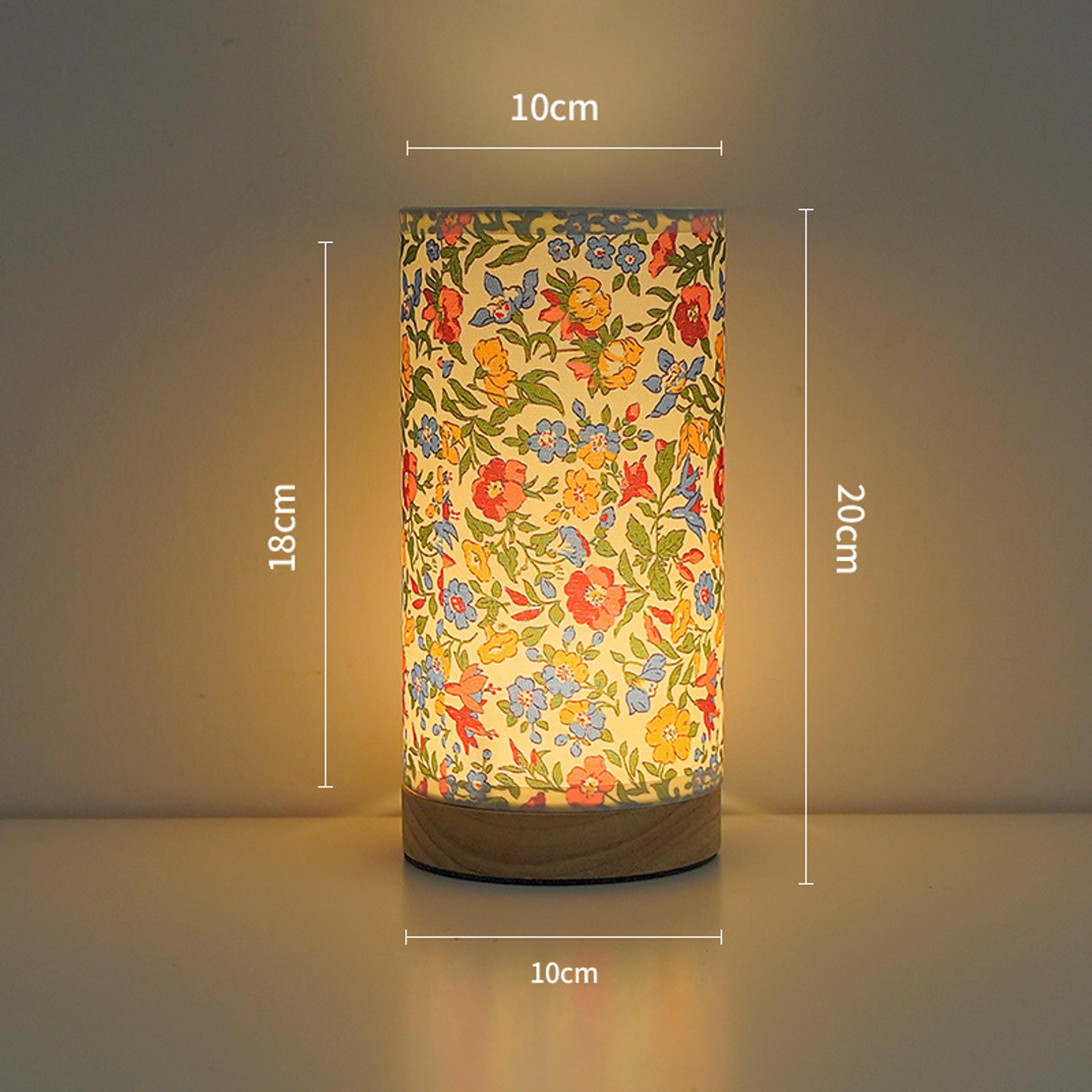 Vintage Fabric Desk Night Lamp Flaxen Desk Lamp For Bedroom Fragmented Flowers Lighting Bedside Dec 4