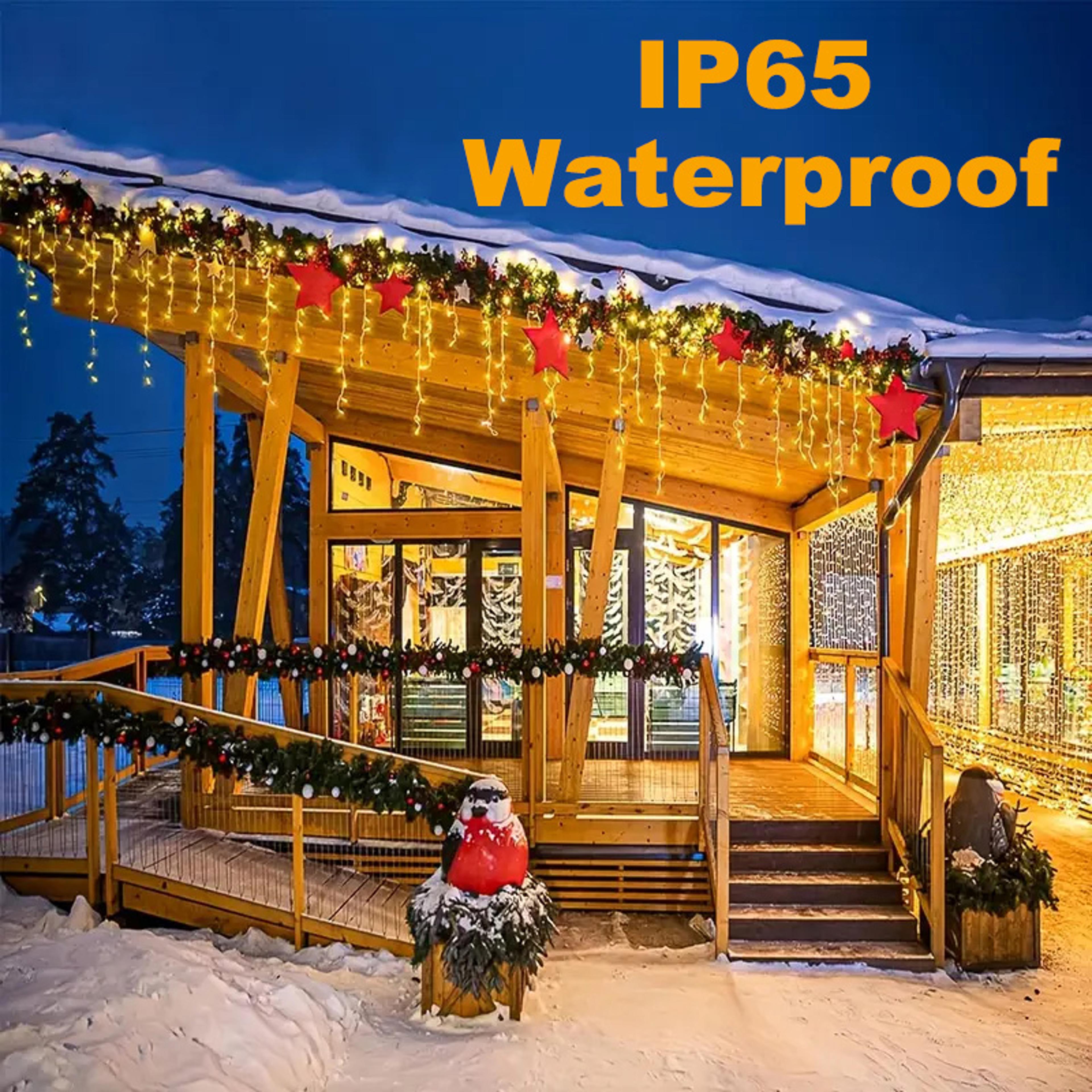 Solar Christmas Icicle Lights LED Water Proof Curtain String Lights Outdoor Garden Holiday Lighting 5